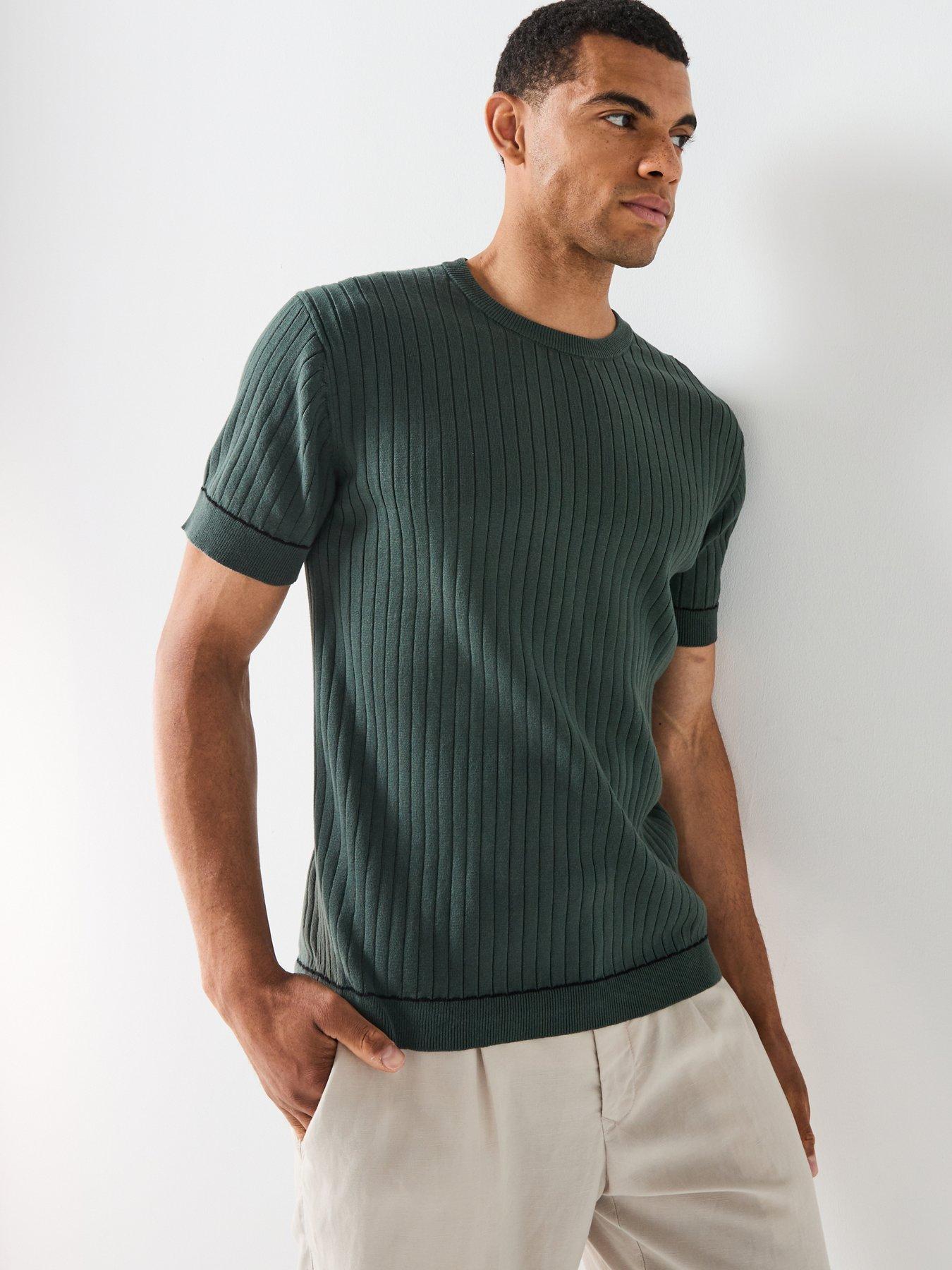 River Island Rib Knit T-Shirt - Green