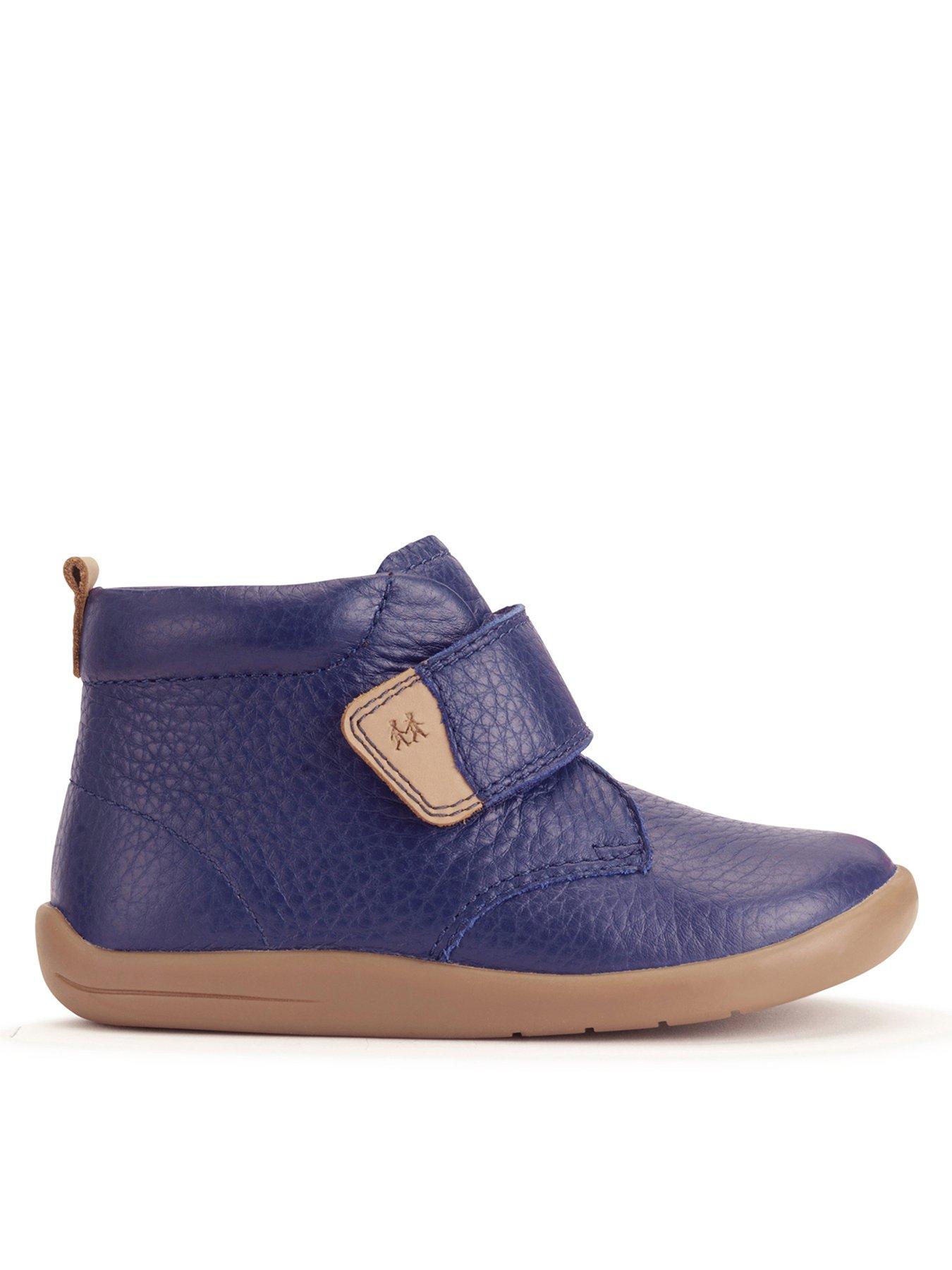 Start-Rite Totter Navy Leather Rip Tape First Ankle Boots