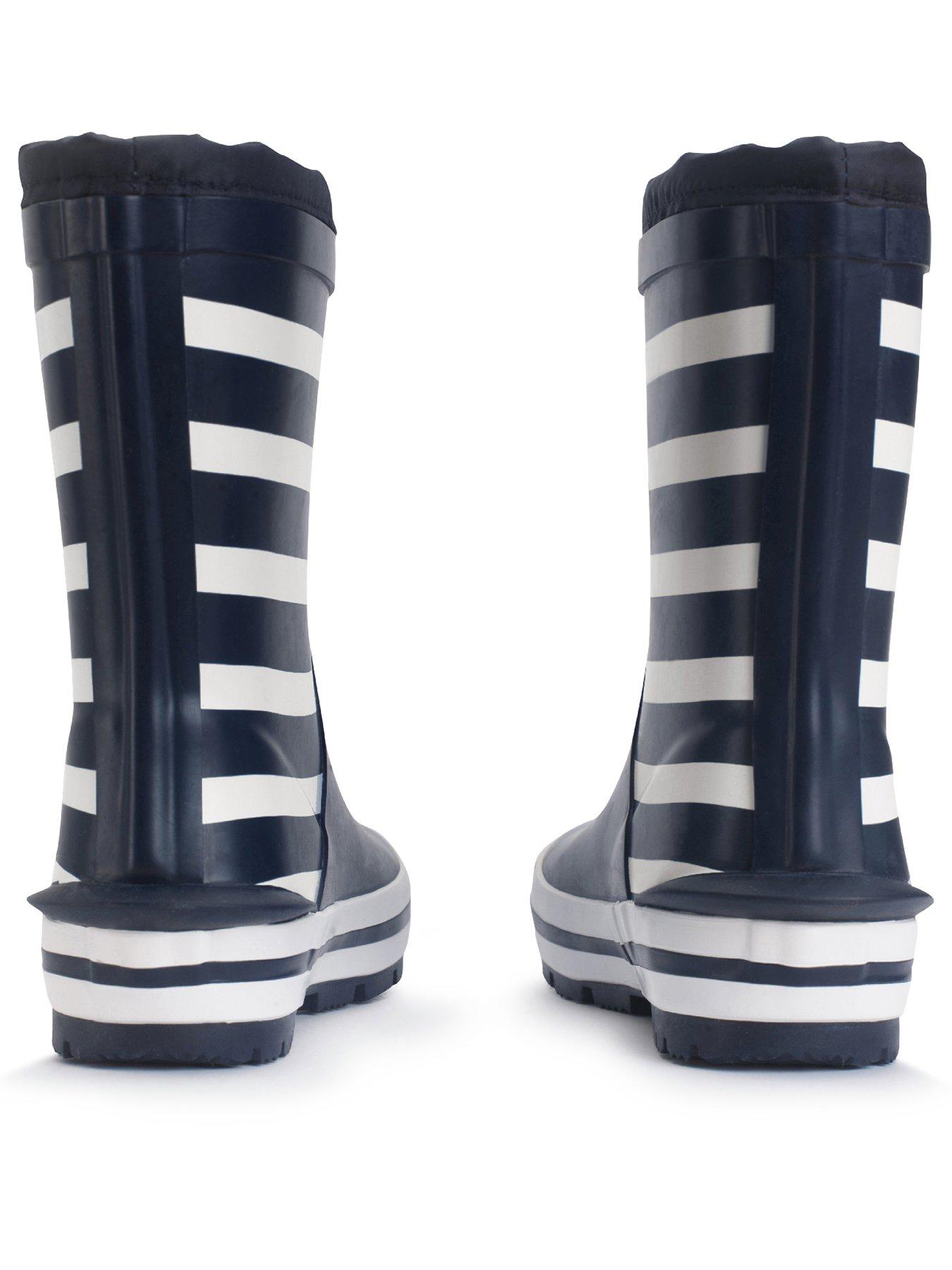 Image 3 of 5 of Start-rite Big Puddle Waterproof Navy White Stripe Kids Wellington Boots