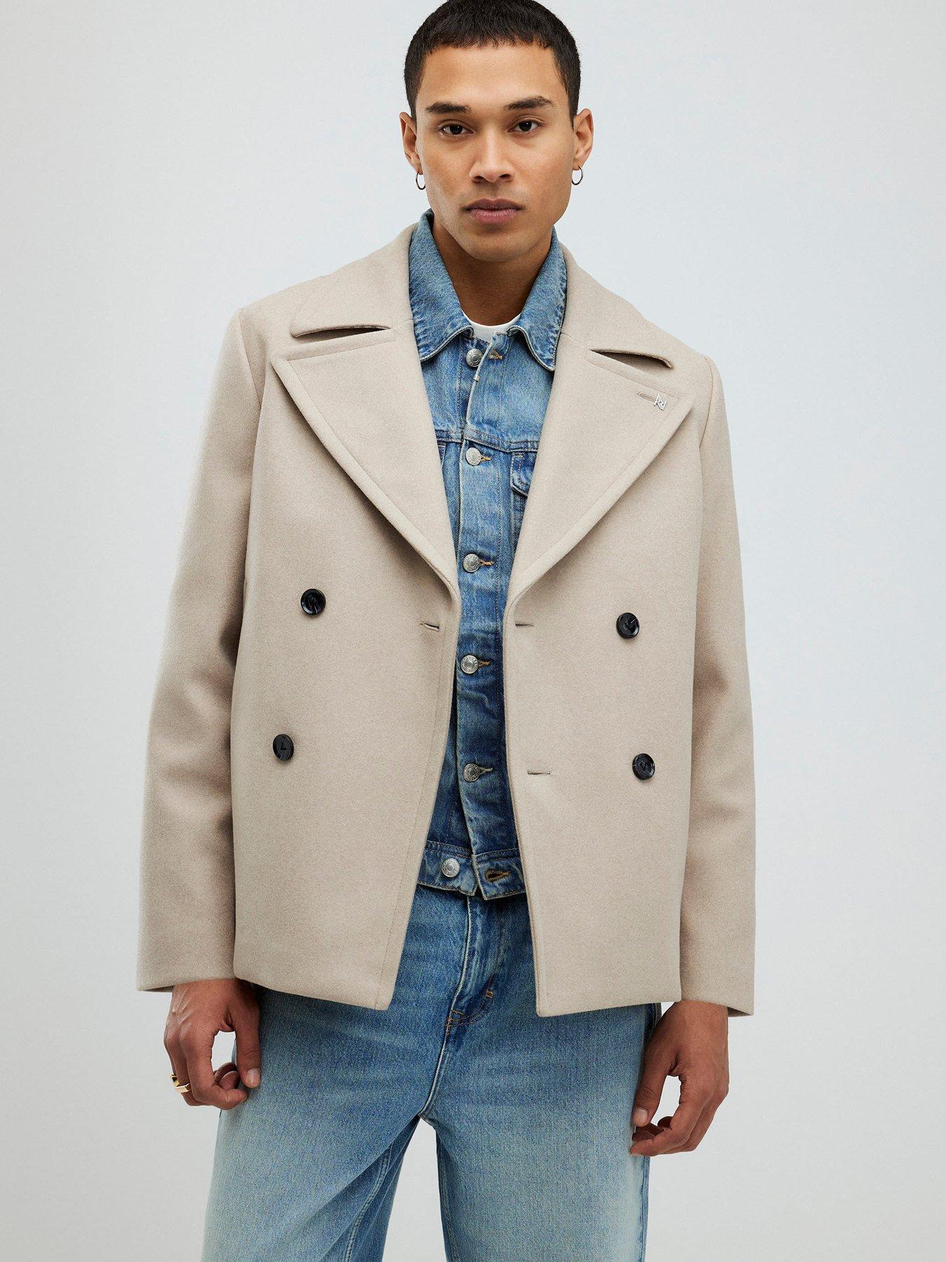 River Island Premium Wool Peacoat - Beige