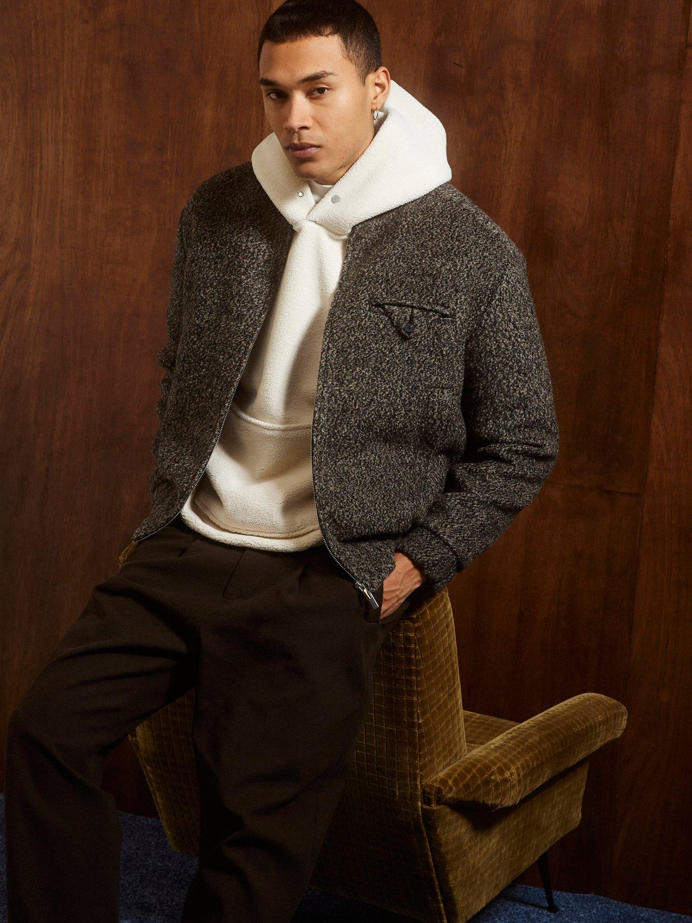 River Island Boucle Wool Bomber - Light Brown