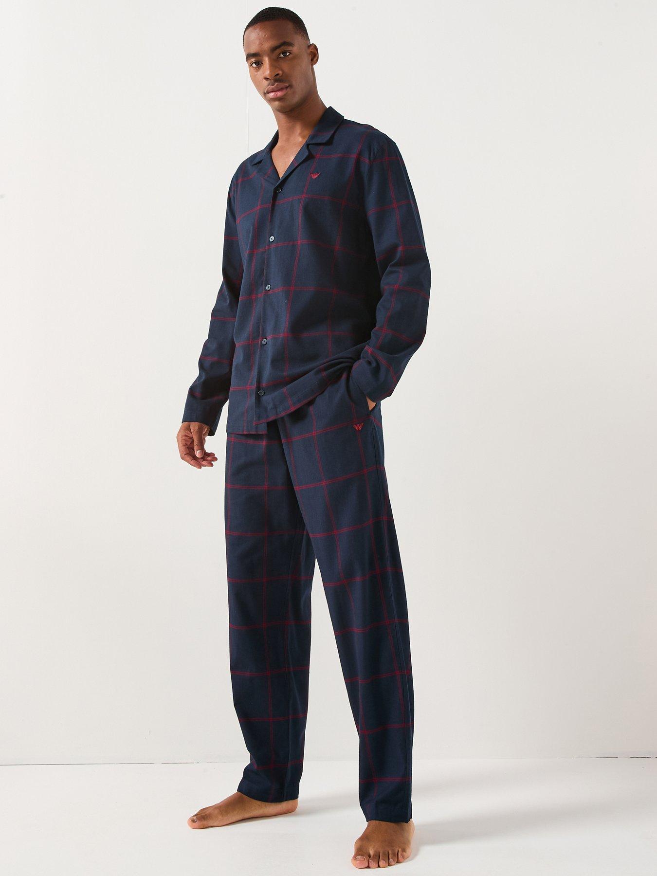 Emporio Armani Bodywear Tartan Flannel Woven Pyjama Set - Navy