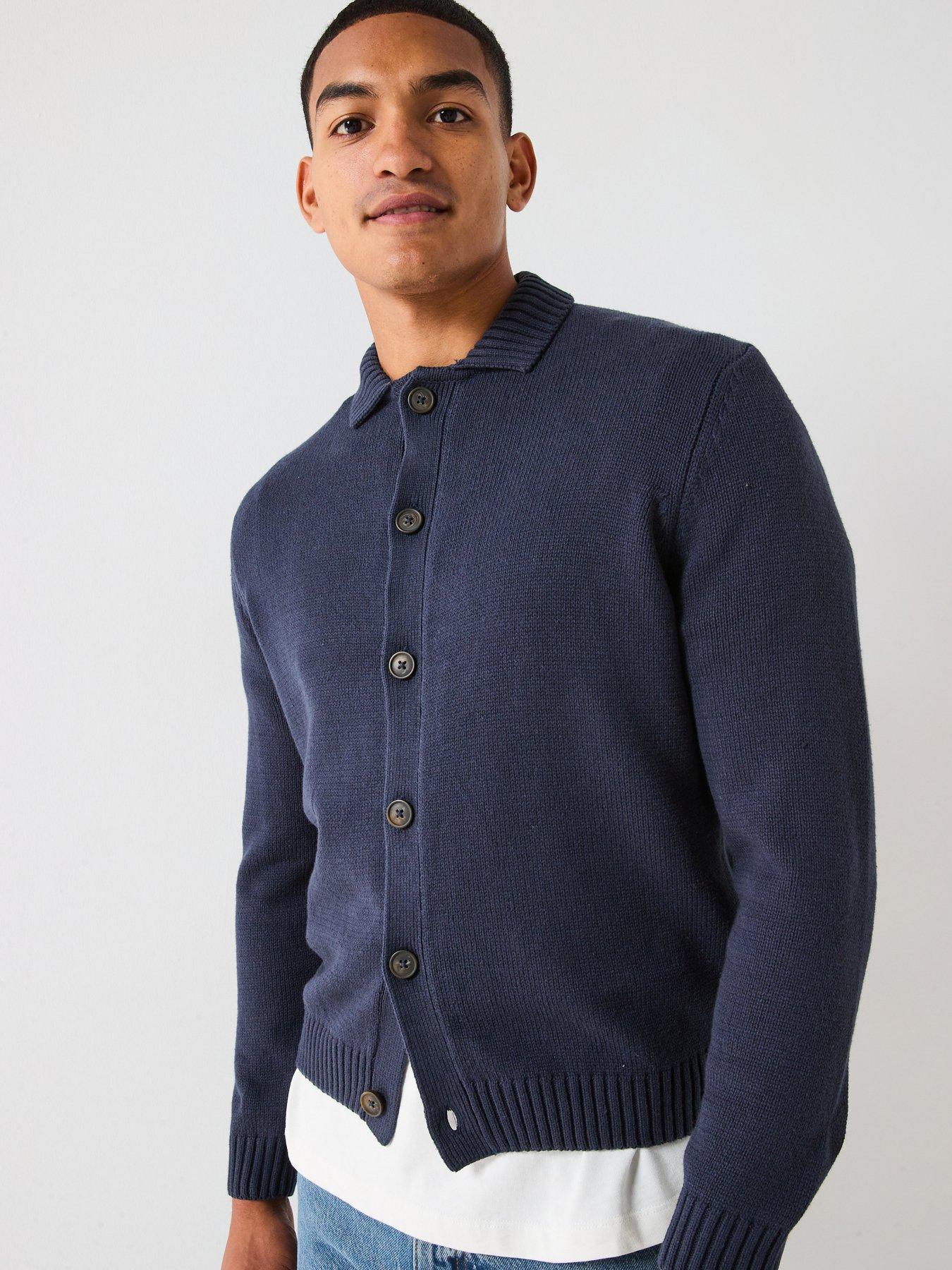 Image 1 of 5 of ONLY & SONS Jacob Knitted Cardigan - Navy