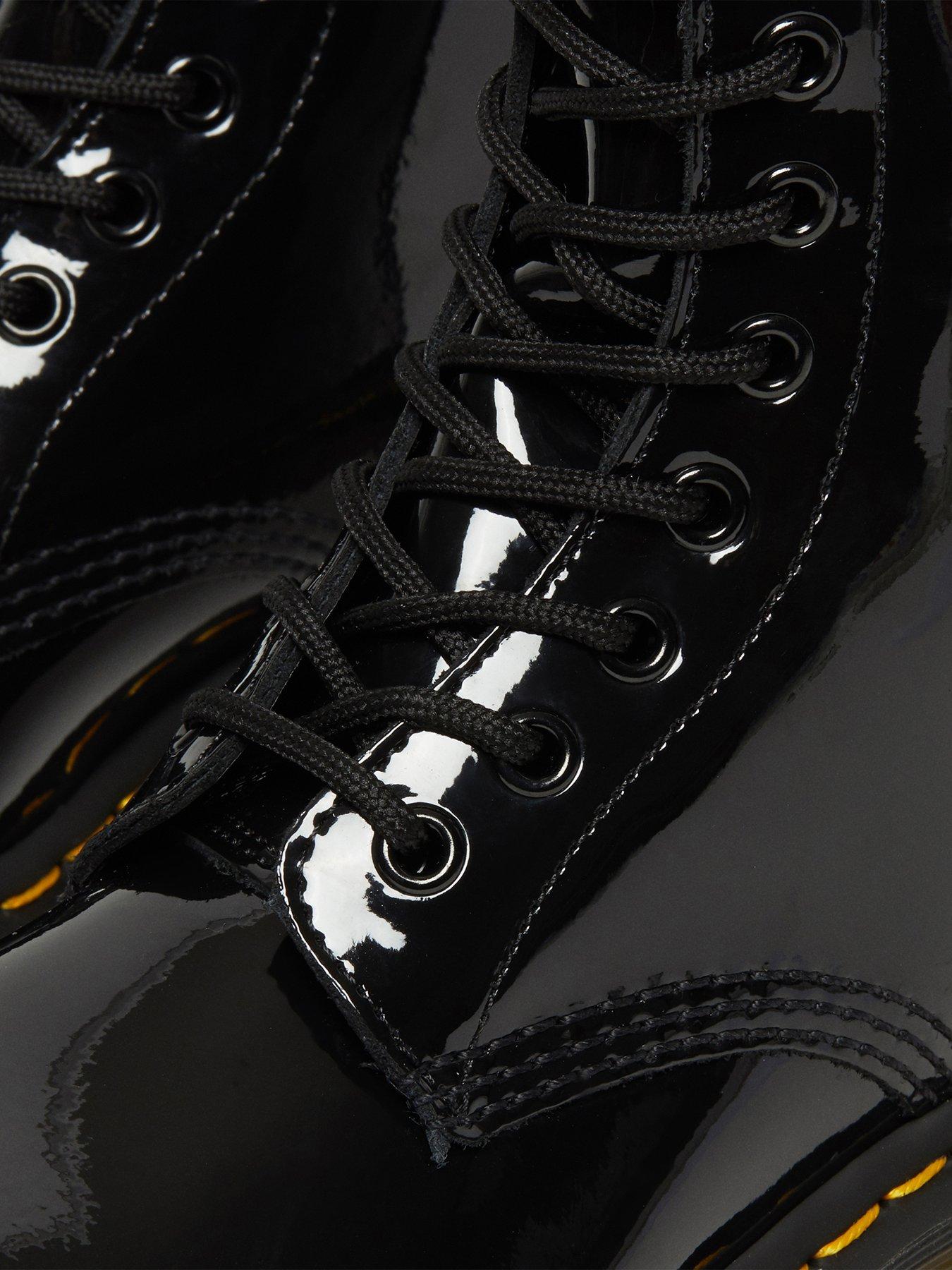 Dr Martens 1460 Patent Leather Eye Lace Up Boots Black Very