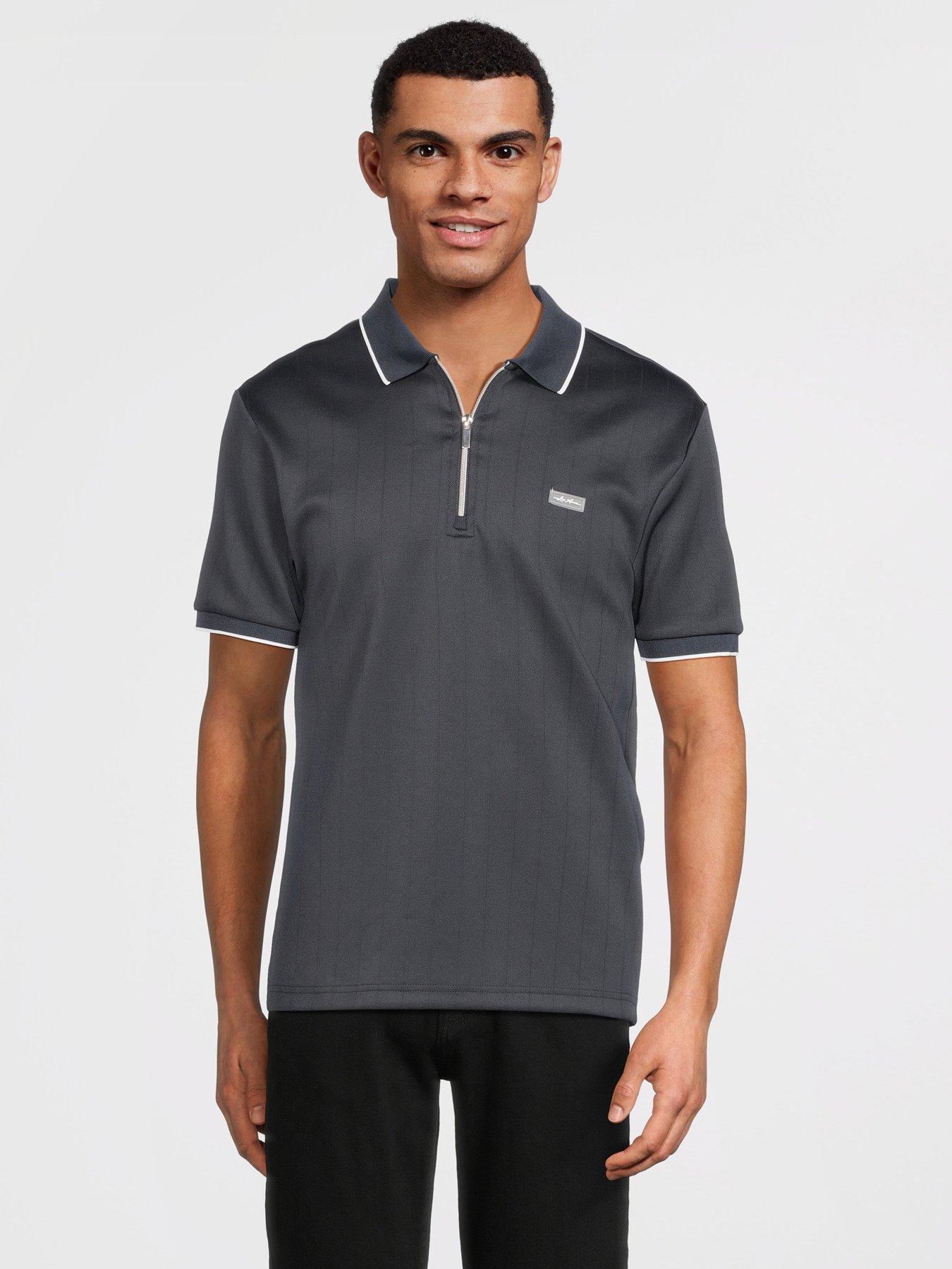 undefined Zip Through Tipped Polo Shirt