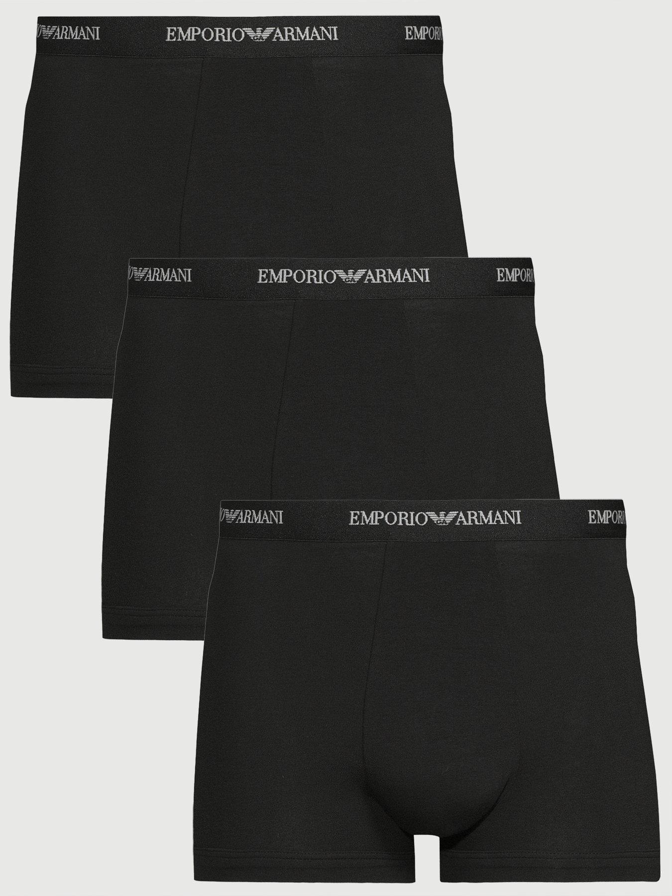 Emporio Armani Bodywear 3 Pack Stretch Cotton Trunks - Black