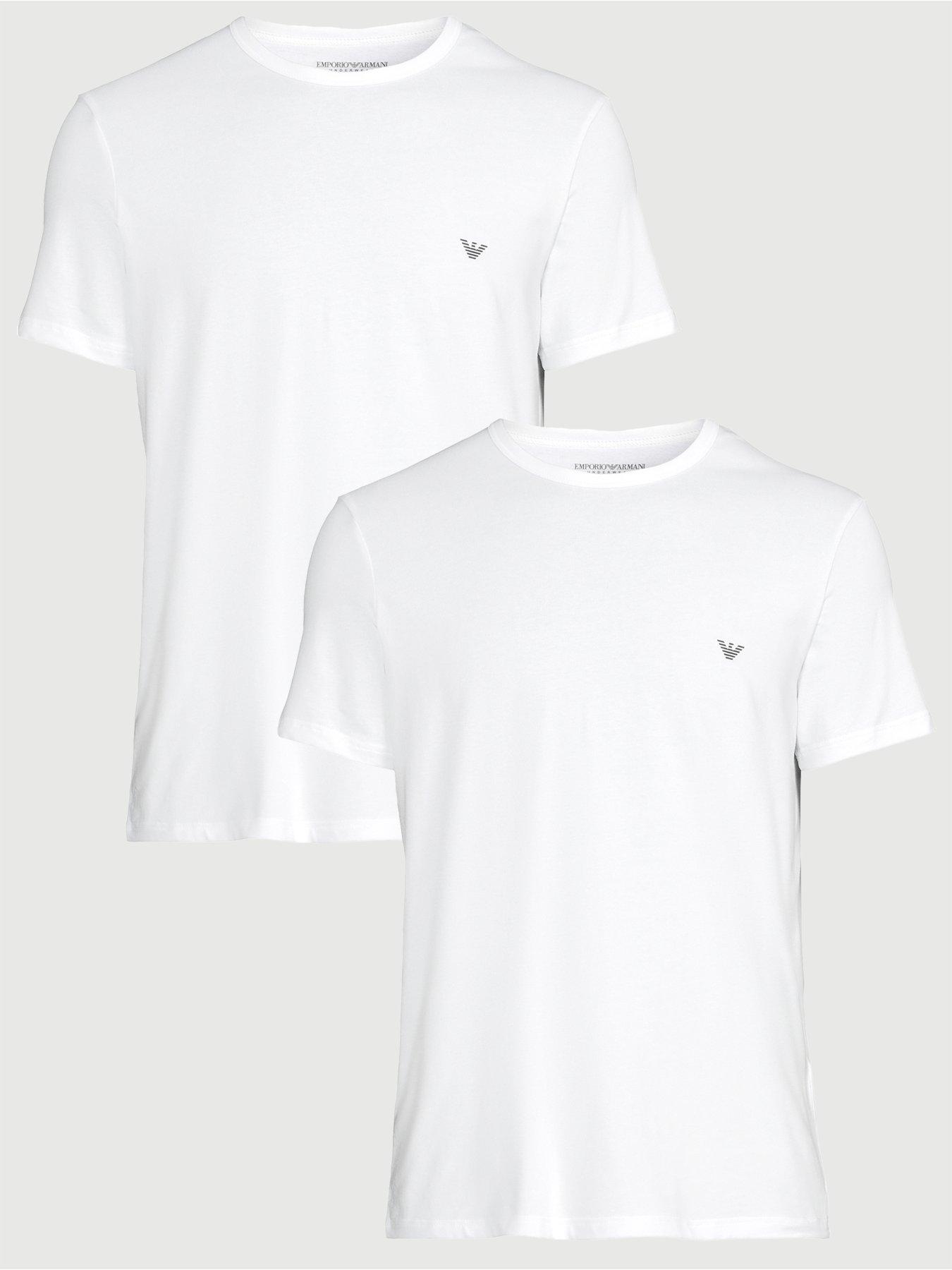 Emporio Armani Bodywear 2 Pack Stretch Cotton Crew Neck T-Shirts, White, Size M, Men