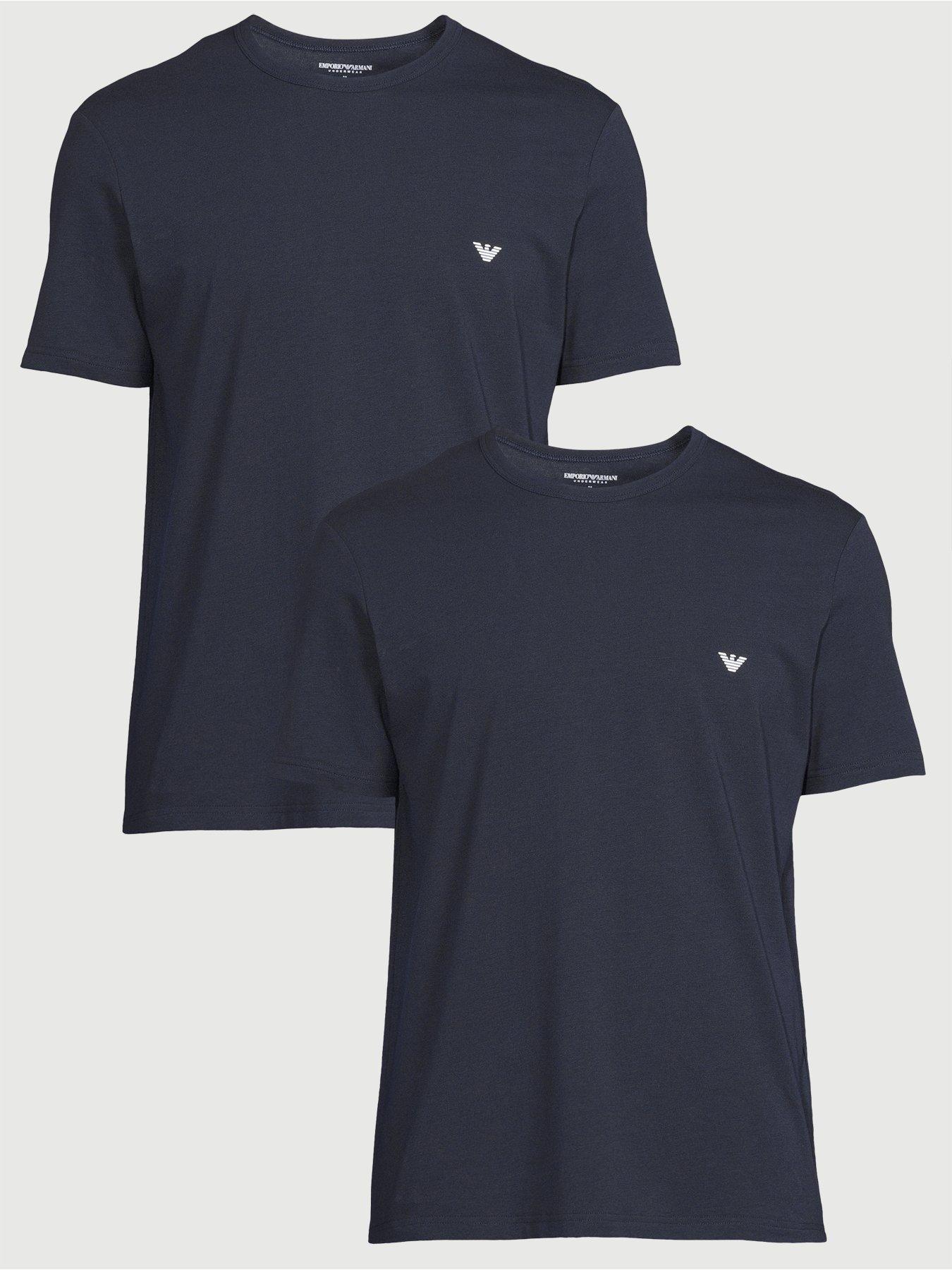 Emporio Armani Bodywear 2 Pack Stretch Cotton Crew Neck T-Shirts - Navy