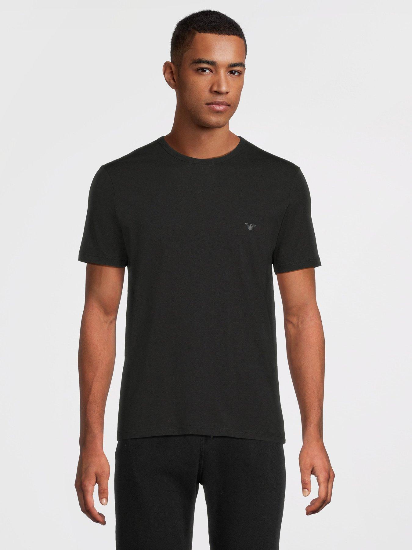 Image 2 of 6 of Emporio Armani Bodywear 2 Pack Stretch Cotton Crew Neck T-Shirts - Black