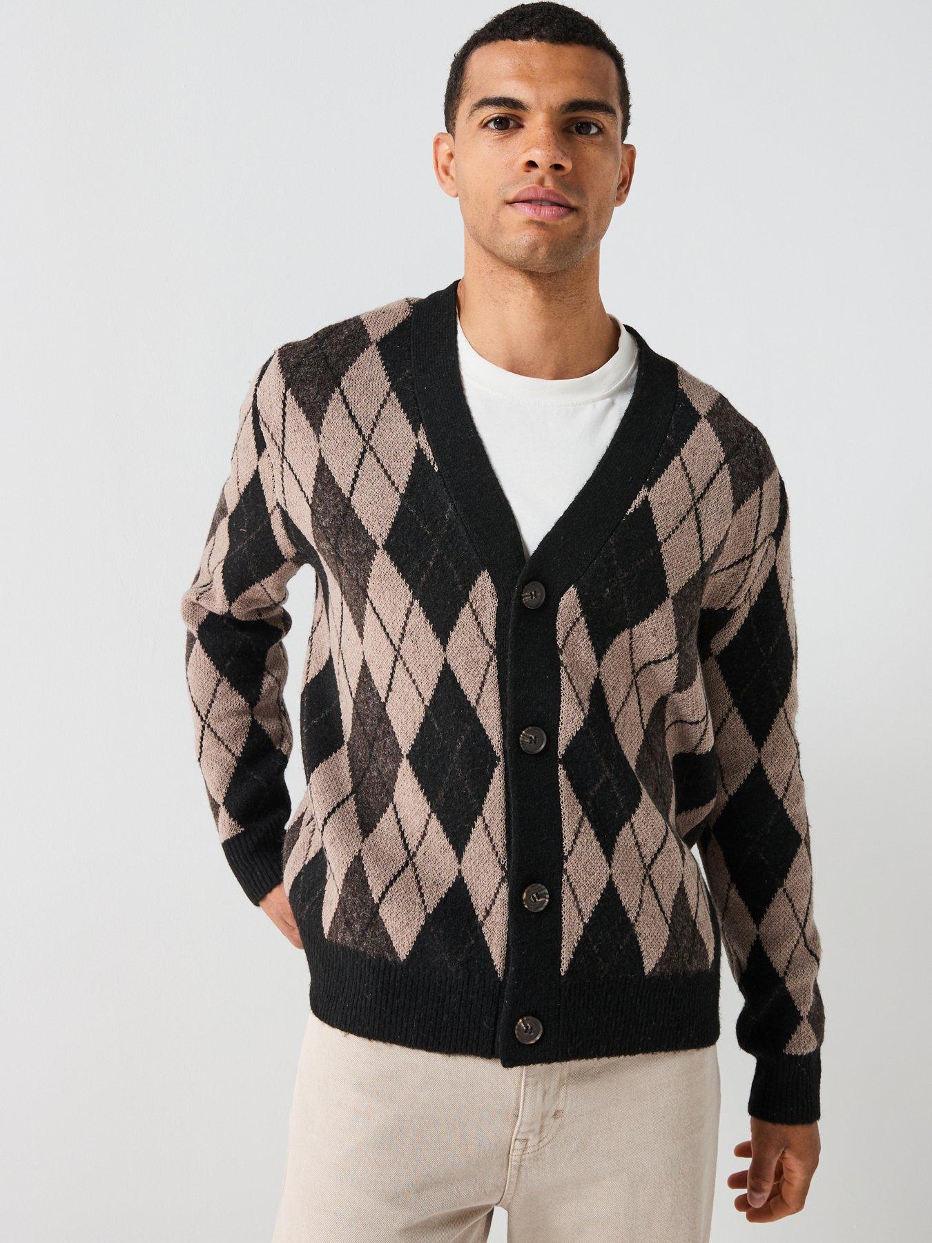 ONLY & SONS Allan Argyle Knitted Cardigan - Black