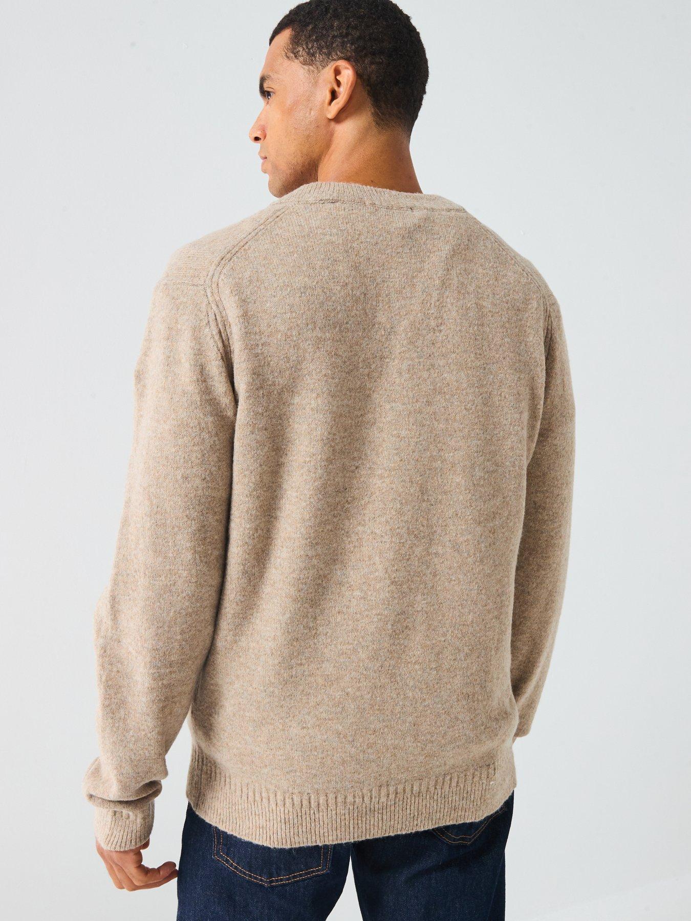 Image 2 of 5 of ONLY & SONS Brushed V-Neck Knitted Jumper - Beige
