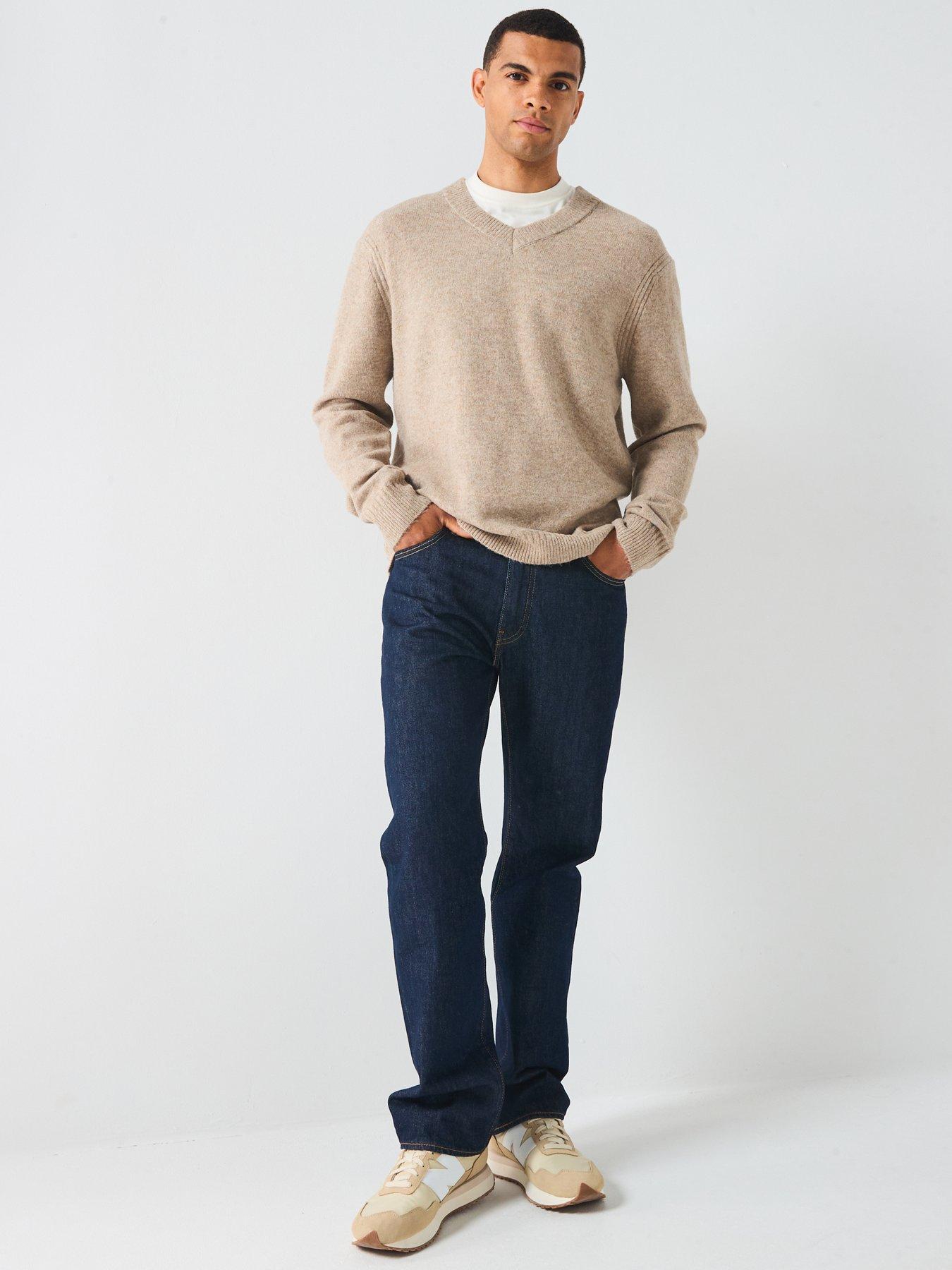 Image 3 of 5 of ONLY & SONS Brushed V-Neck Knitted Jumper - Beige