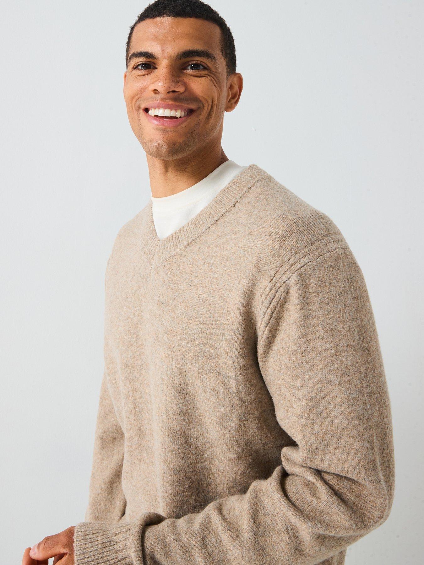 Image 4 of 5 of ONLY & SONS Brushed V-Neck Knitted Jumper - Beige