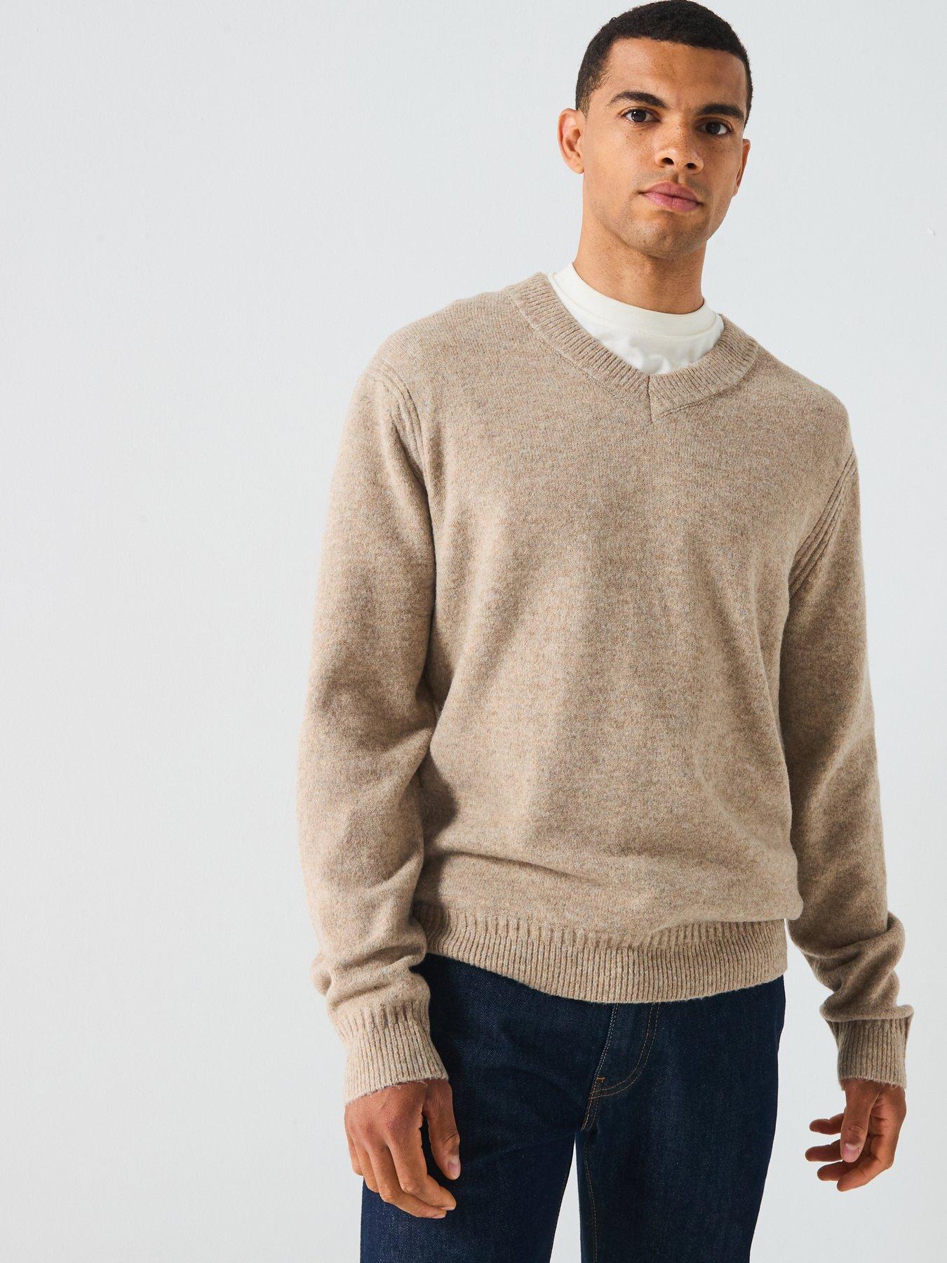 Image 5 of 5 of ONLY & SONS Brushed V-Neck Knitted Jumper - Beige