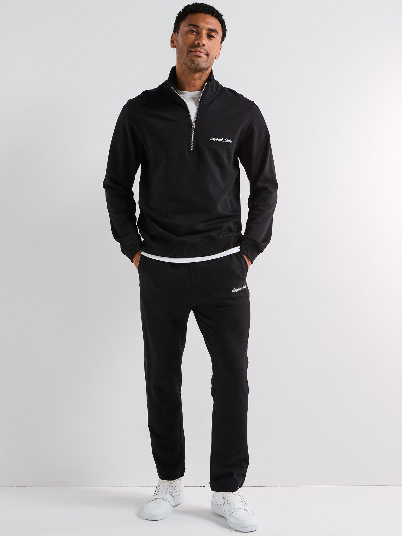 undefined Funnel Neck Sweat Top and Jogger Tracksuit - Black