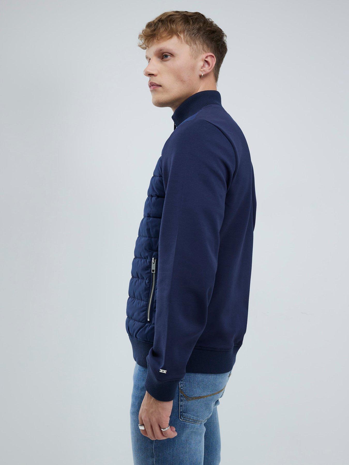 Image 2 of 4 of River Island Funnel Neck Quilted Hybrid Jacket - Navy