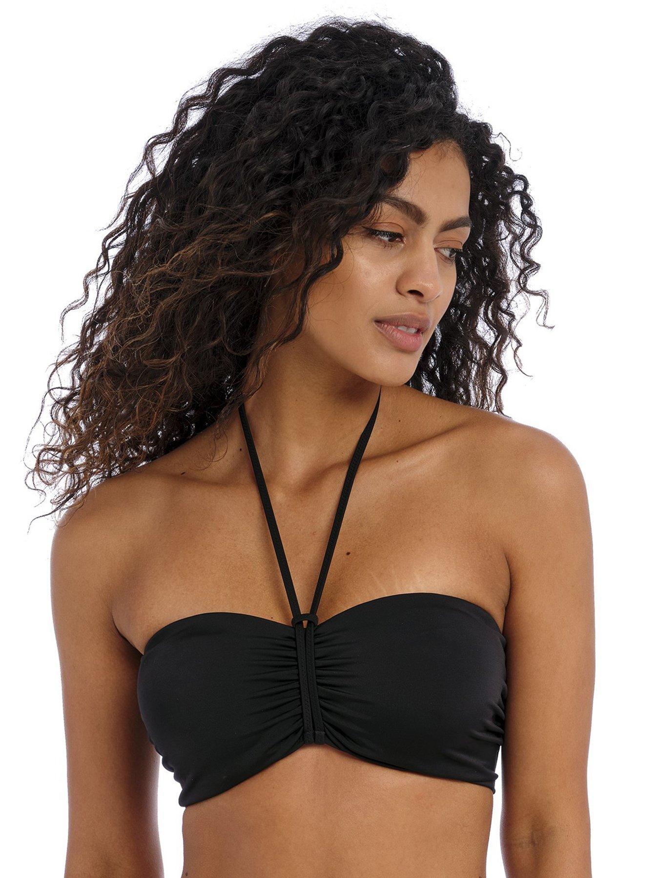 Freya Jewel Cove Underwire Bandeau Bikini Top-plain Black