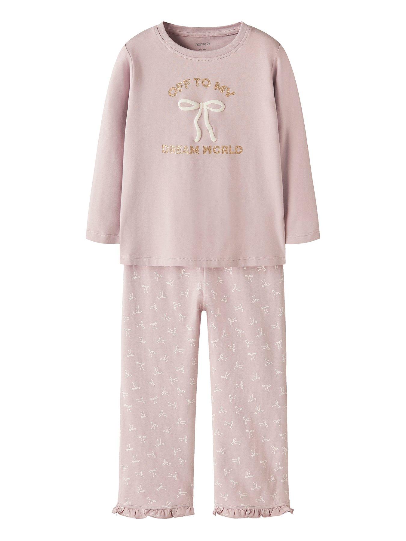 Name It Mini Girls Bow Print Pyjamas - Lilac
