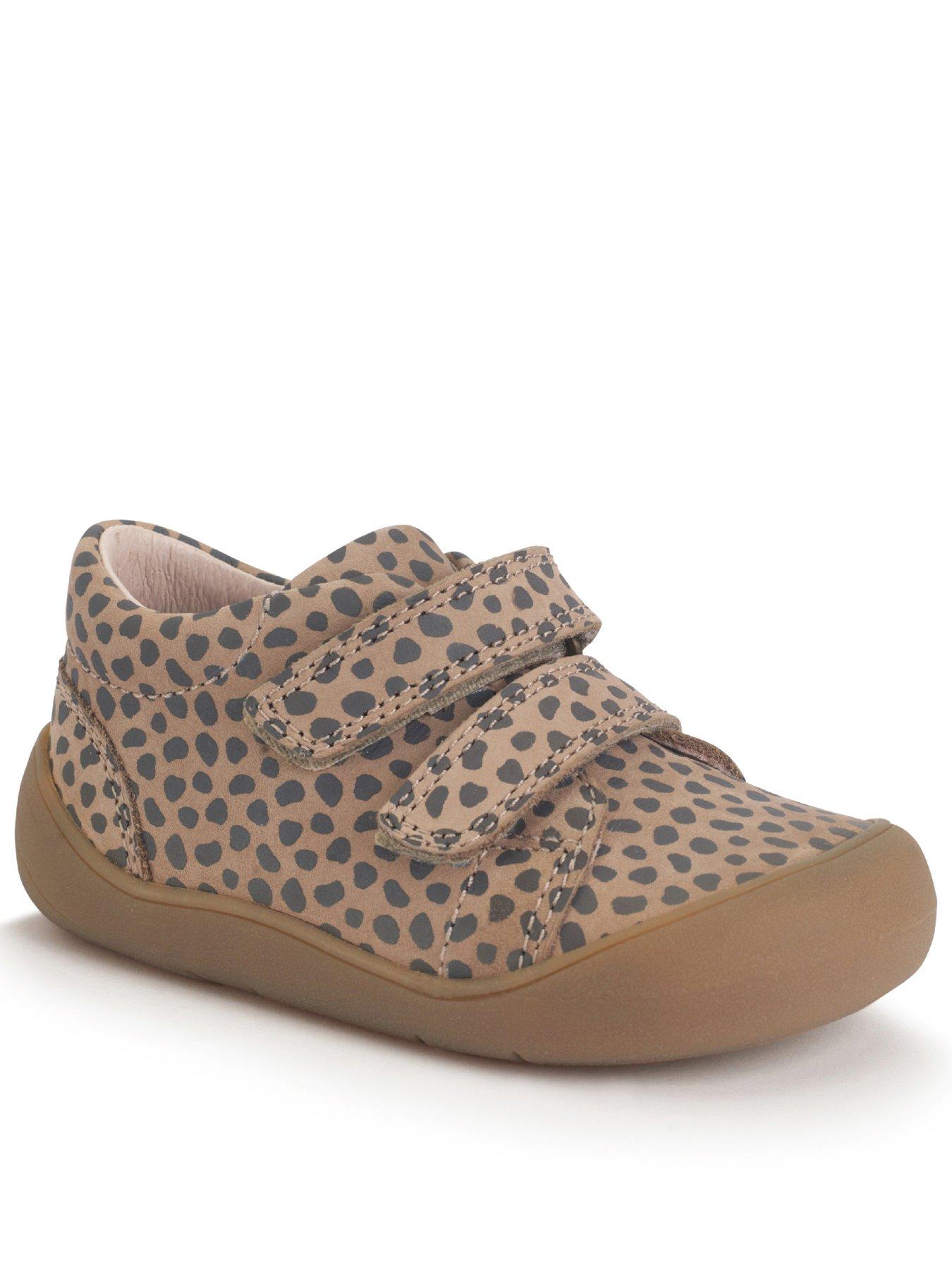 undefined Scoot Taupe Nubuck Dotty Doube Rip Tape Girls First Shoes