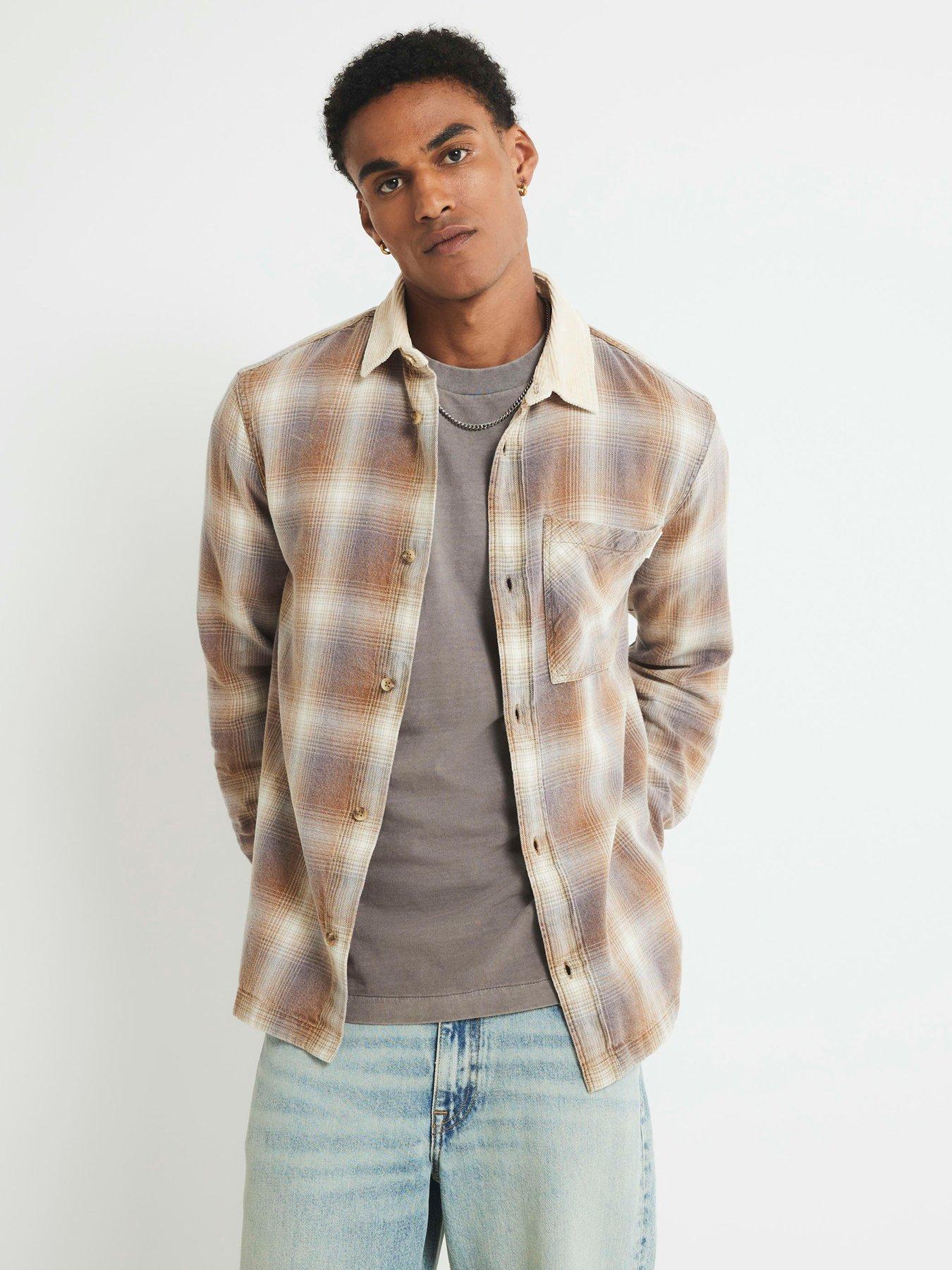 River Island Ame Saint Corduroy Collar Overshirt - Light Brown