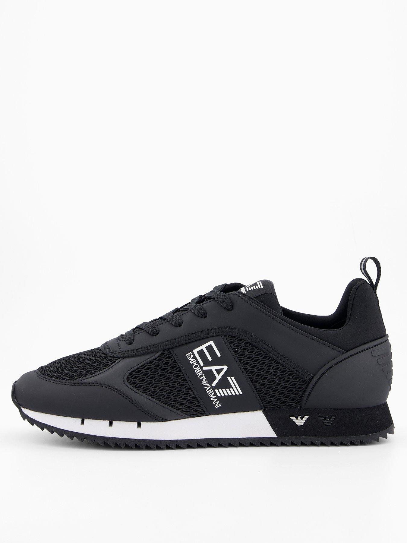 Ea7 Emporio Armani Side Logo Mesh & Pu Runner Trainers - Black
