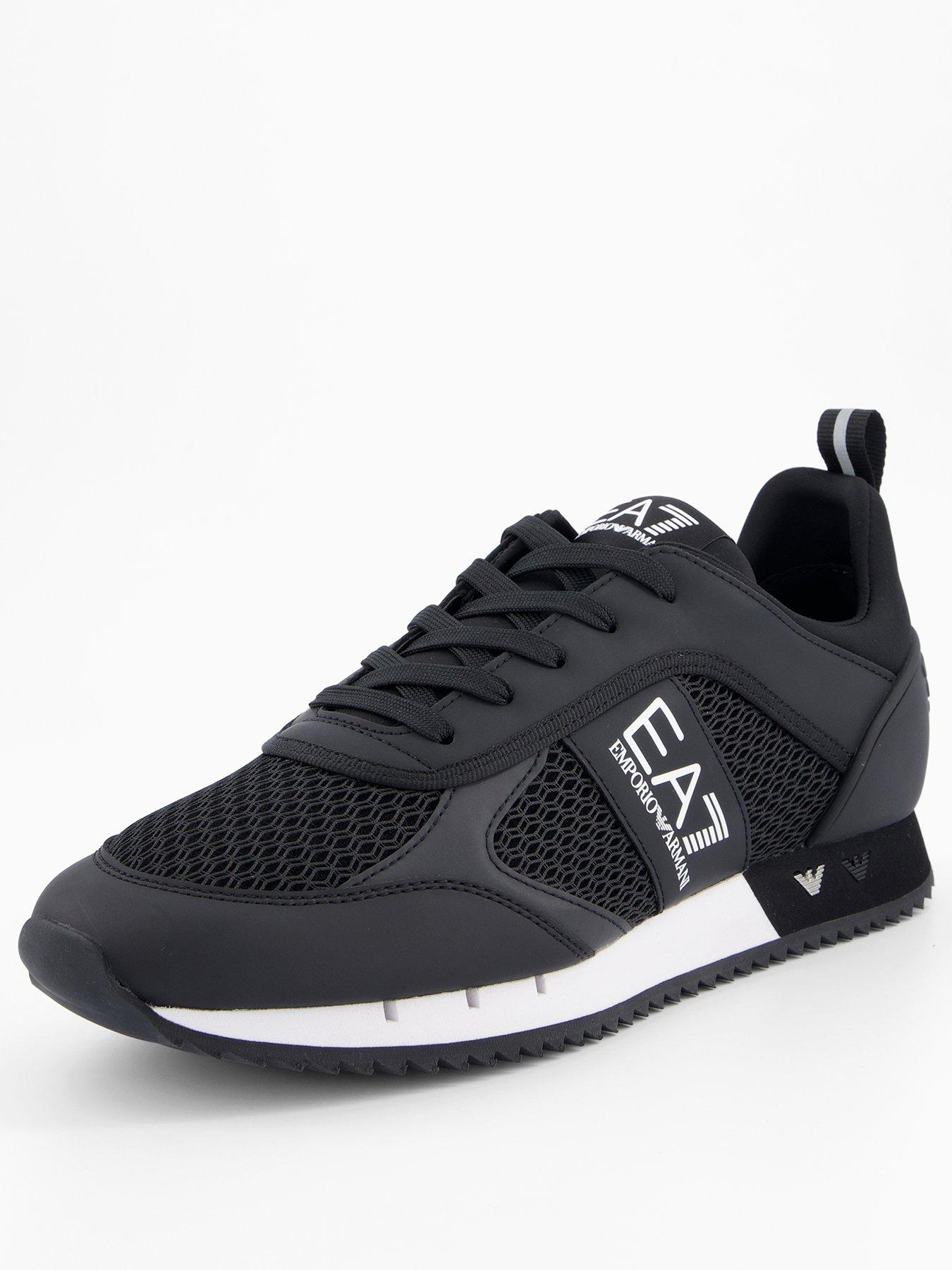 Image 2 of 7 of EA7 Emporio Armani Side Logo Mesh &amp; Pu Runner Trainers - Black