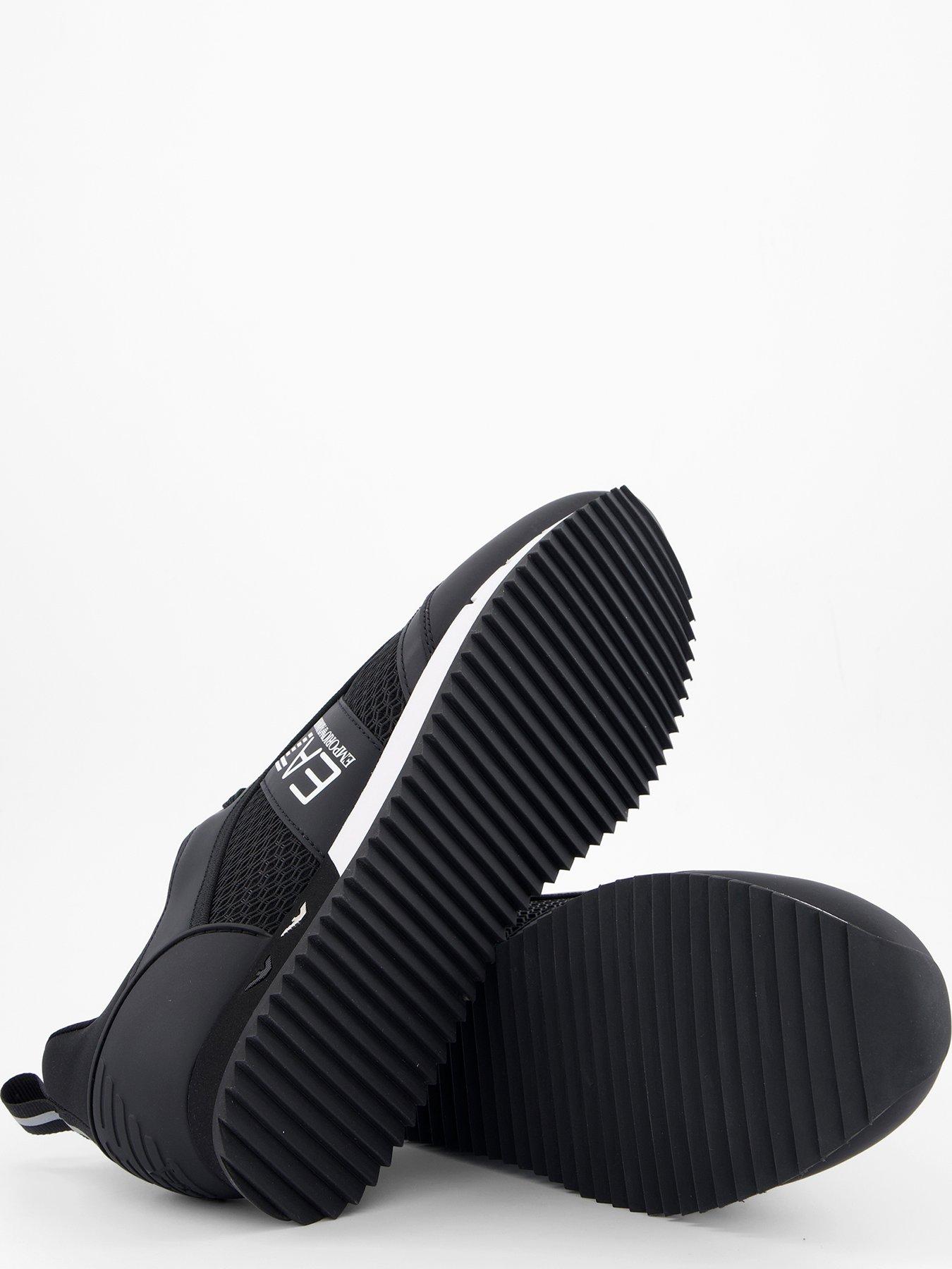 Image 4 of 7 of EA7 Emporio Armani Side Logo Mesh &amp; Pu Runner Trainers - Black