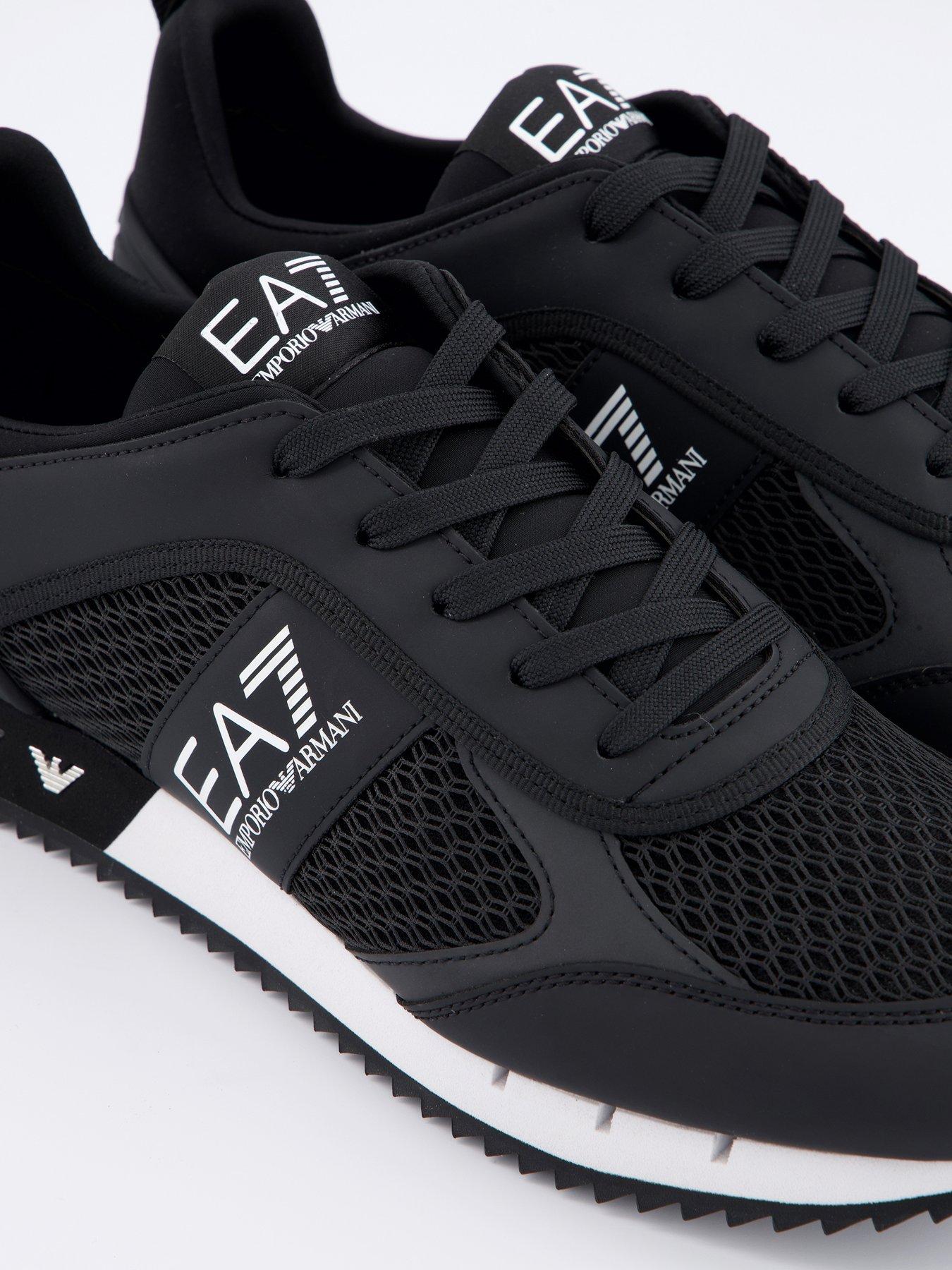 Image 5 of 7 of EA7 Emporio Armani Side Logo Mesh &amp; Pu Runner Trainers - Black