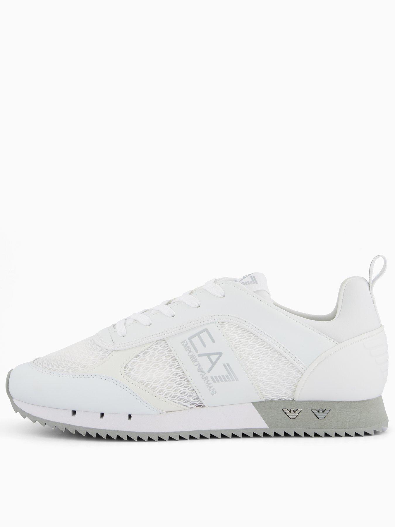 Ea7 Emporio Armani Side Logo Mesh & Pu Runner Trainers - White