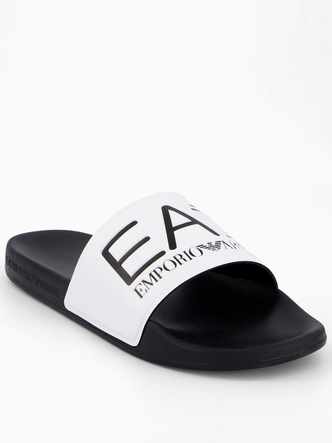 EA7 Emporio Armani Logo Slider, White, Size 9, Men