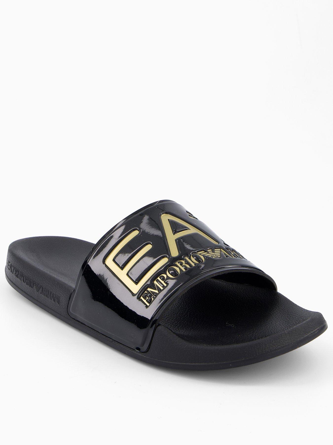 EA7 Emporio Armani Logo Slider, Black, Size 9, Men