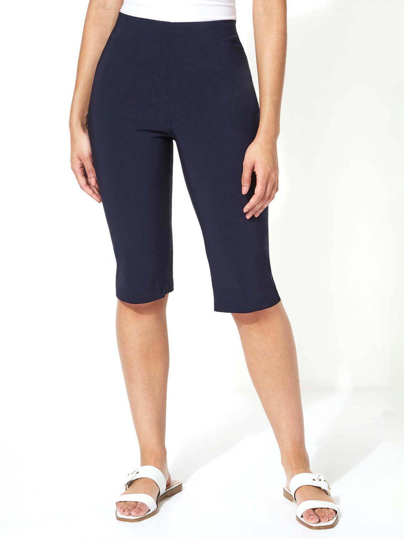 undefined Knee Length Stretch Shorts - Navy