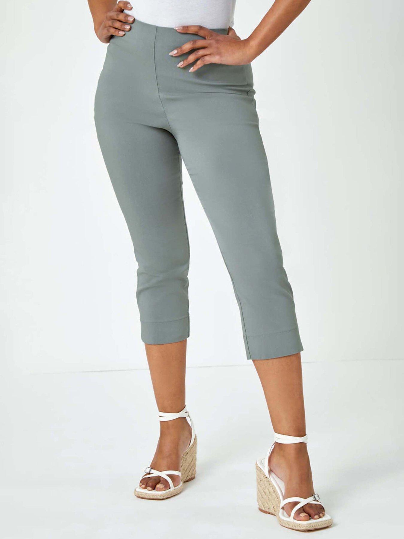 undefined Petite Cropped Stretch Trouser - Khaki