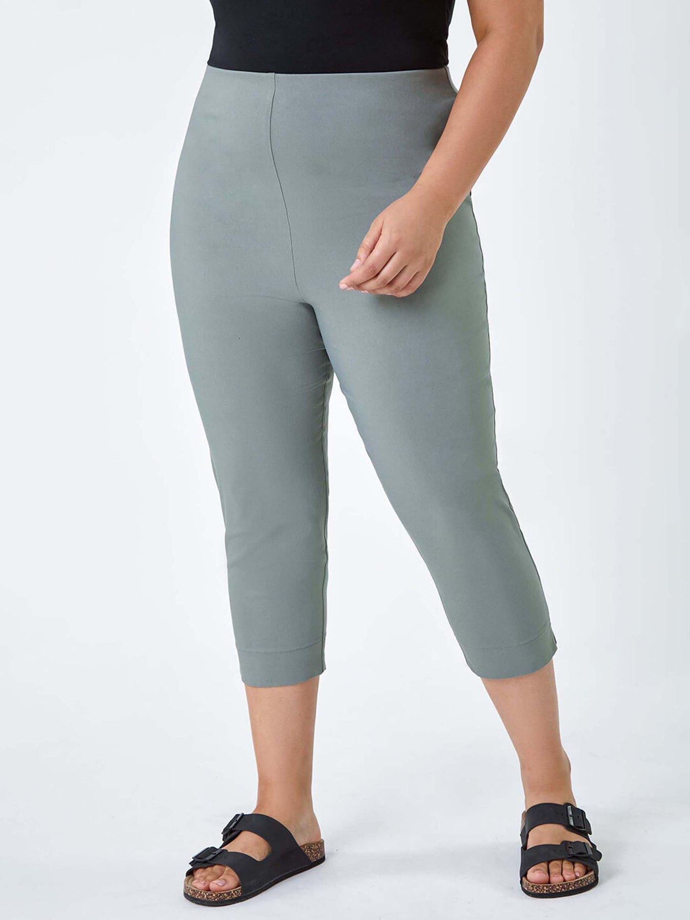 undefined Curve Cropped Stretch Trouser - Khaki