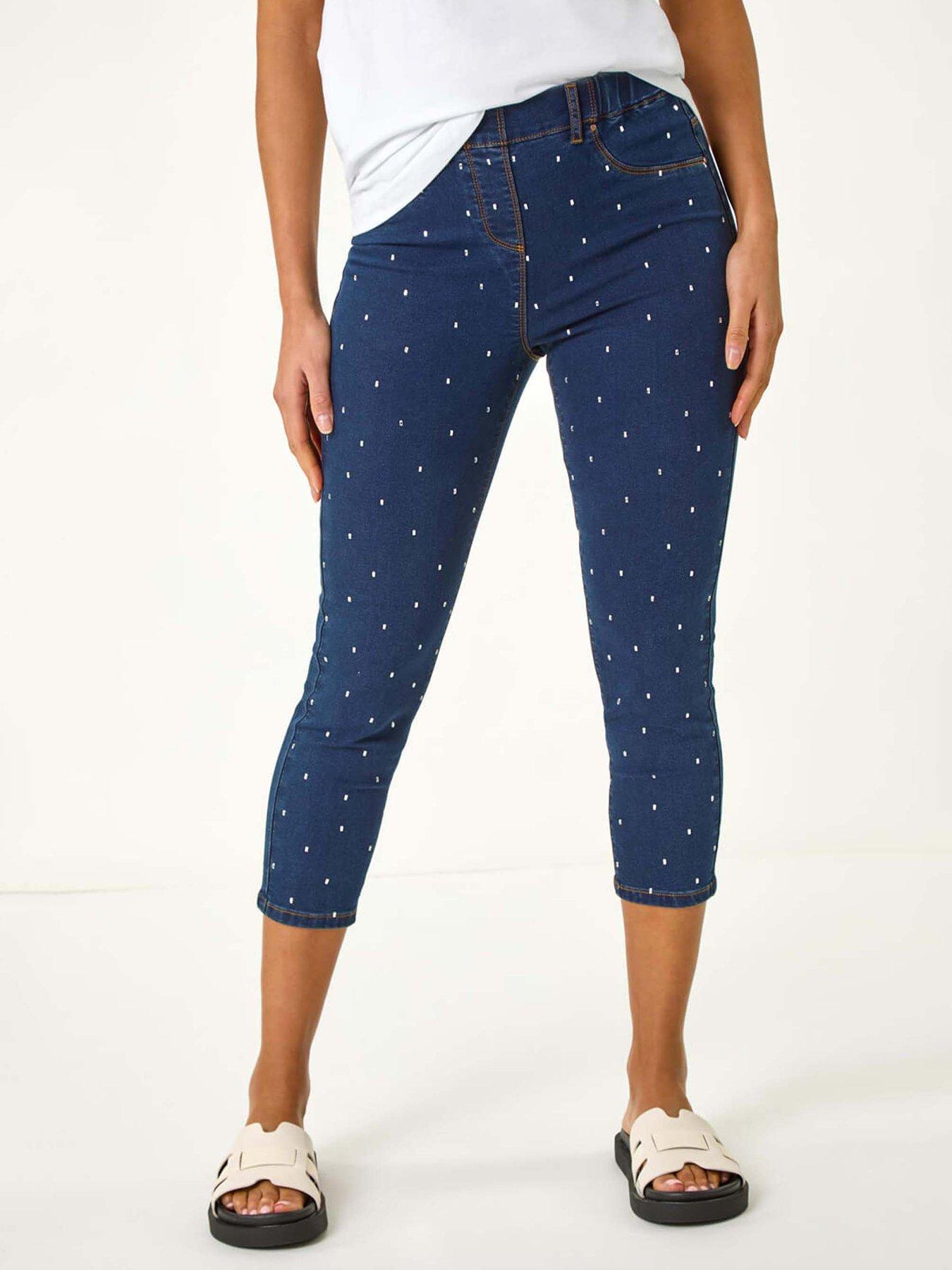 undefined Embellished Cropped Stretch Jeggings - Indigo