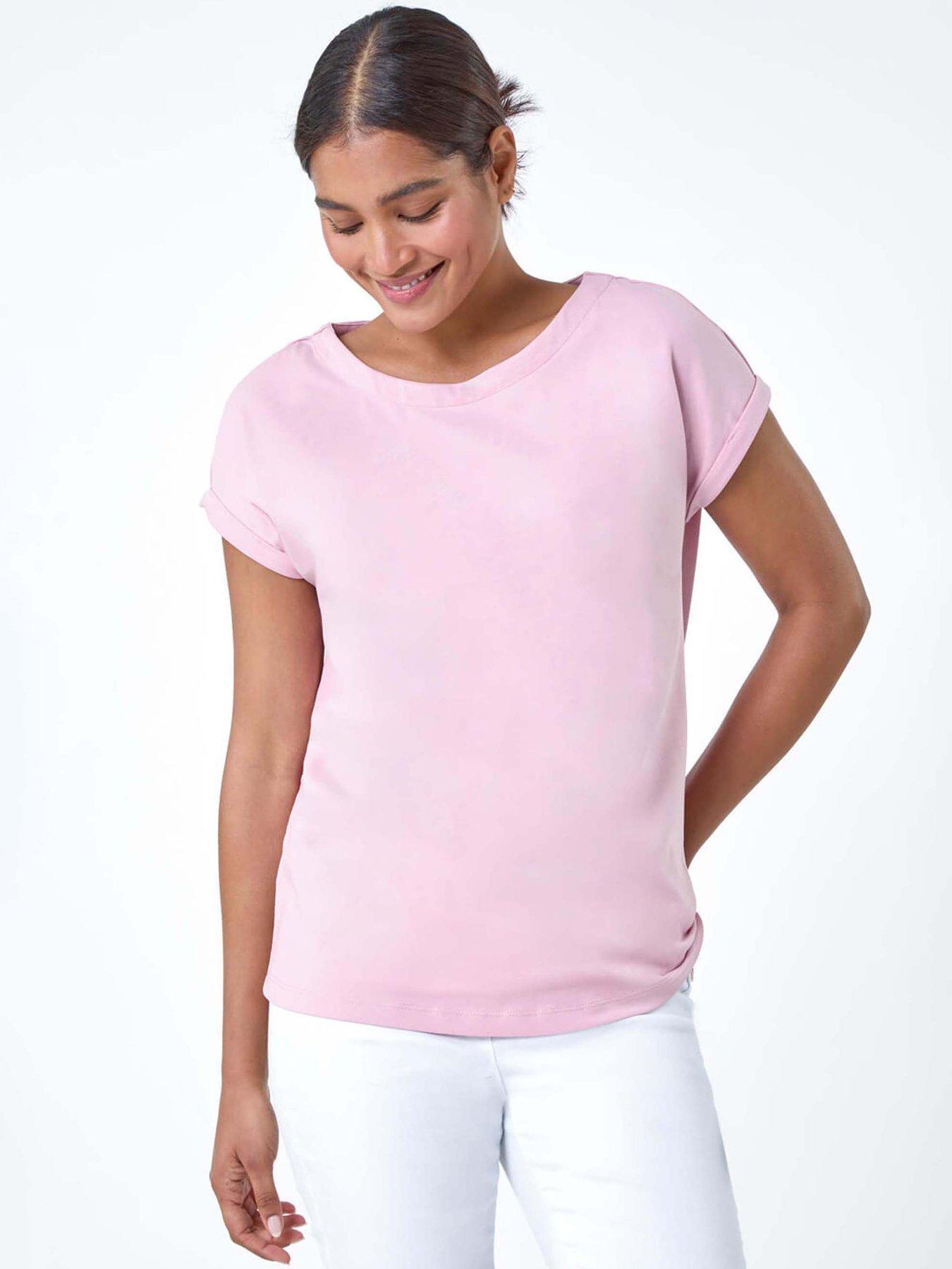 undefined Plain Stretch Cotton Jersey T-shirt - Light Pink