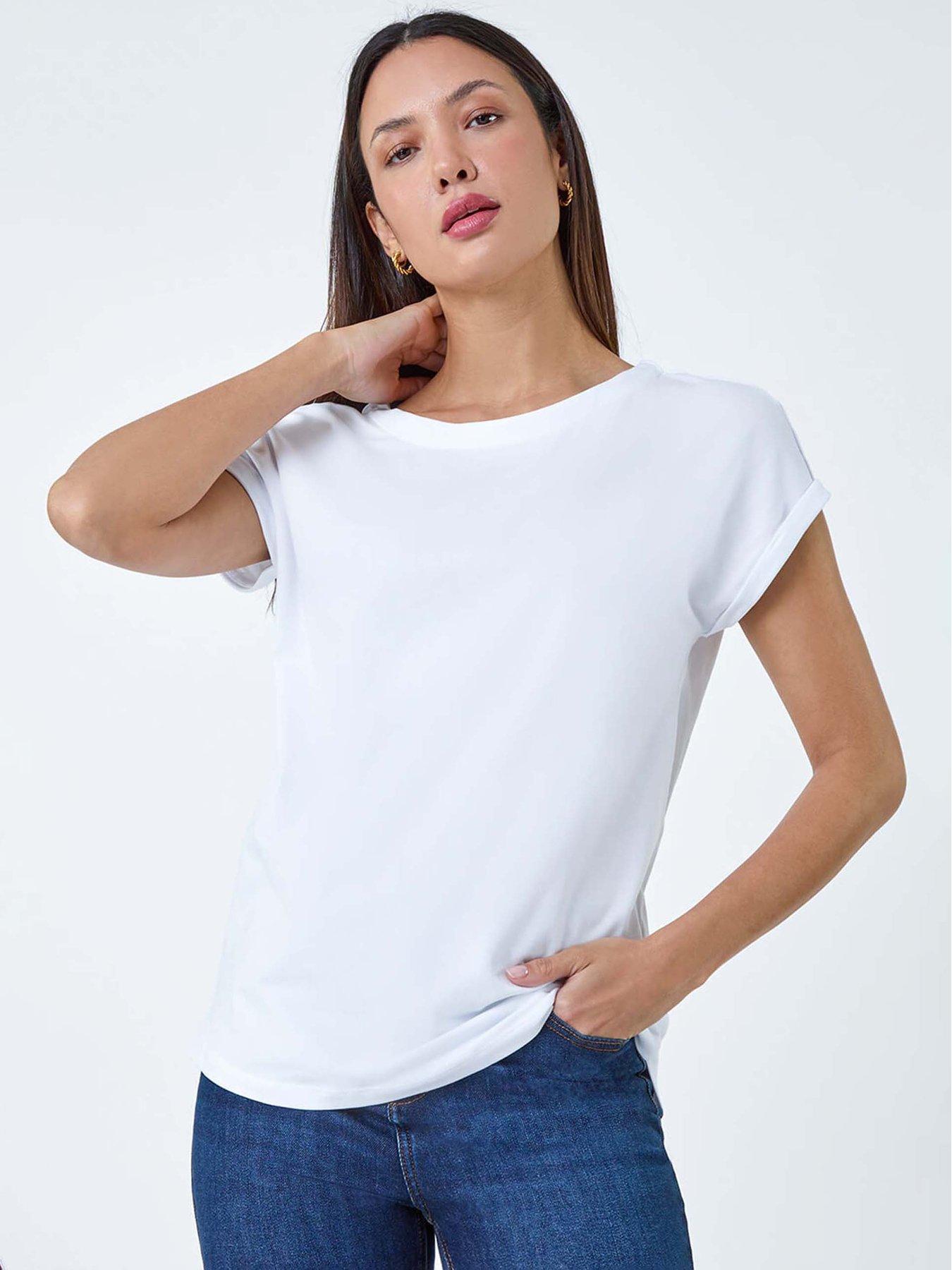 Roman Plain Stretch Cotton Jersey T-shirt - White