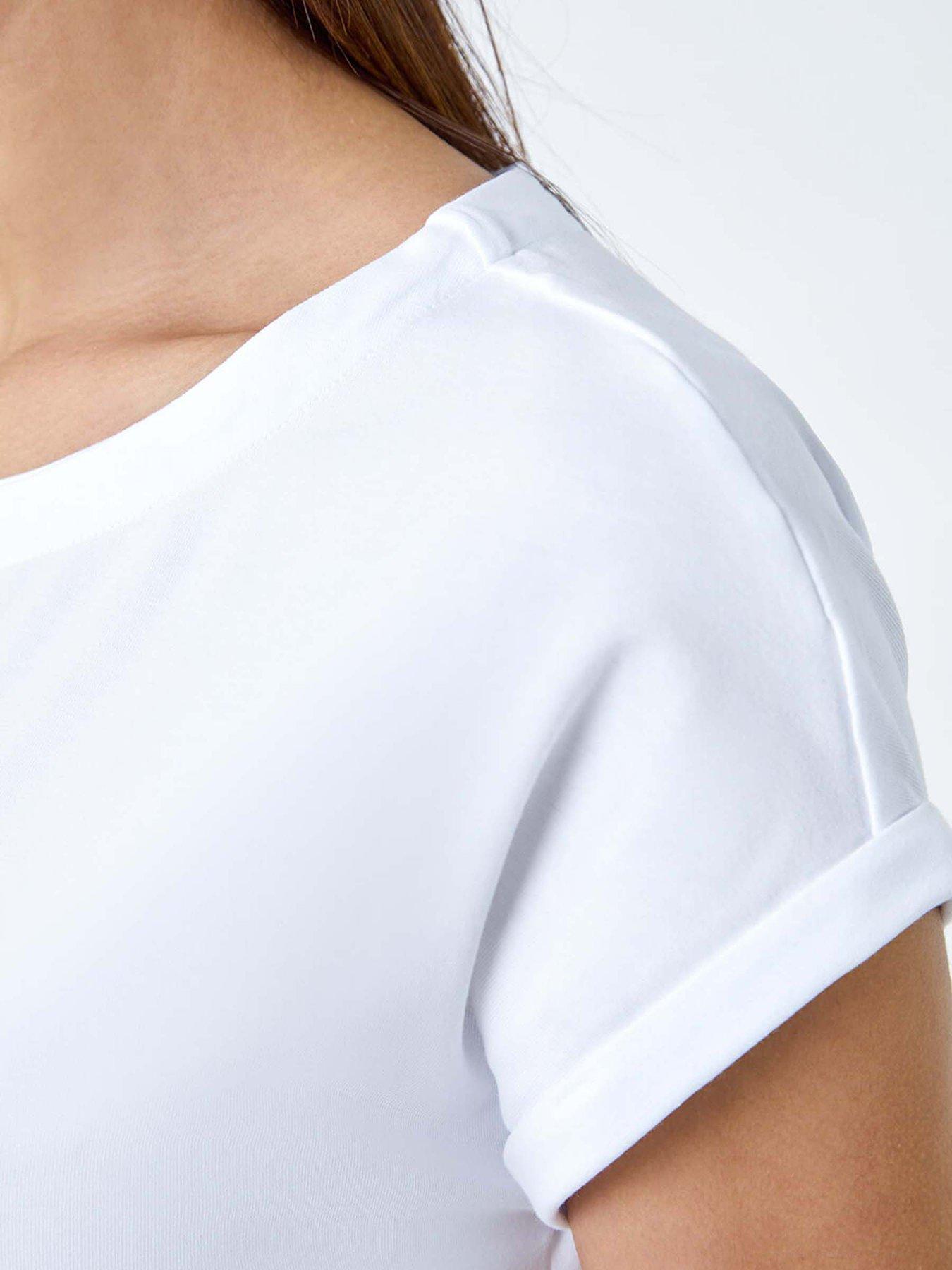 Image 5 of 5 of Roman Plain Stretch Cotton Jersey T-shirt - White