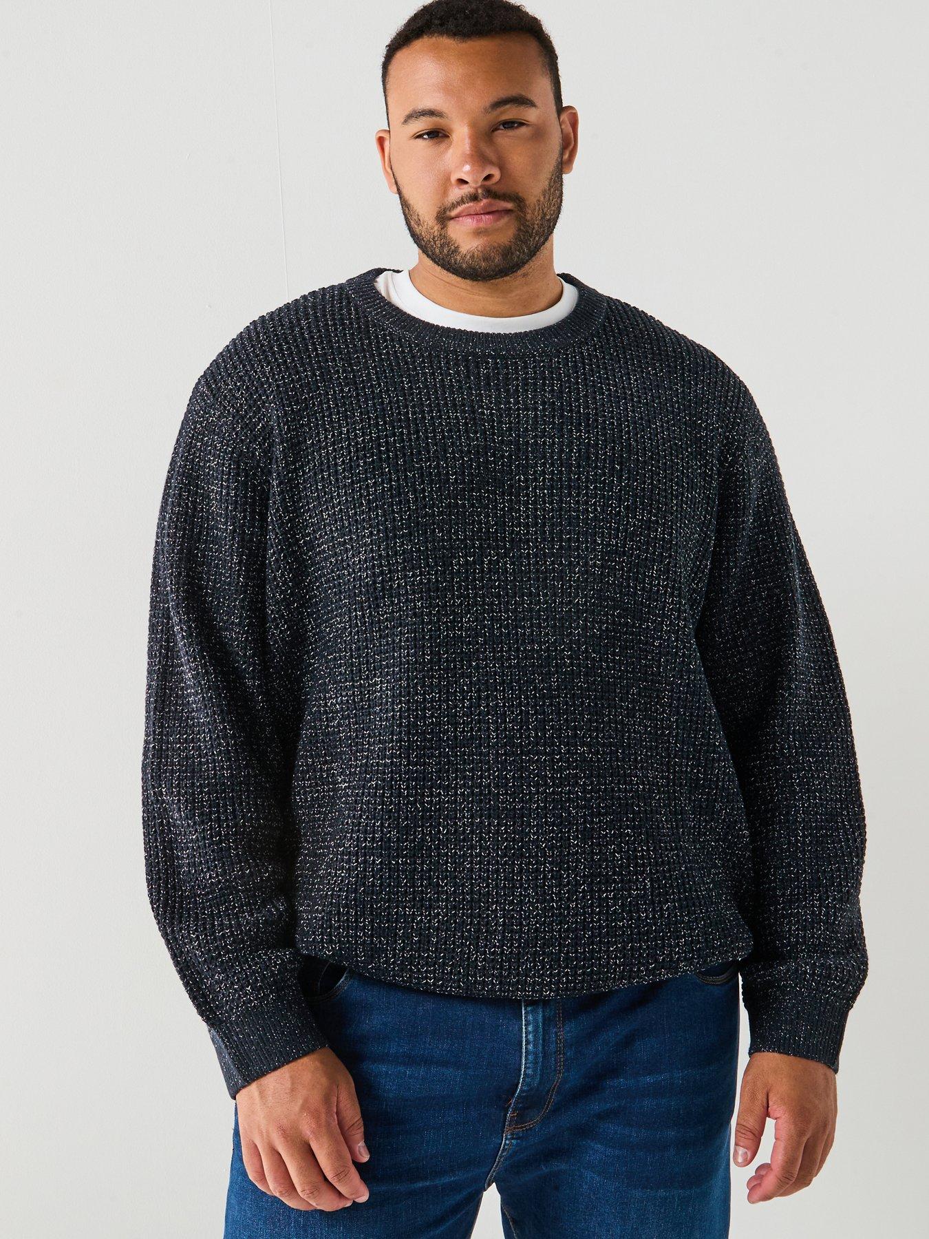 Jack & Jones Jack  &  Jones Plus Global Crew Neck Knitted Jumper - Navy