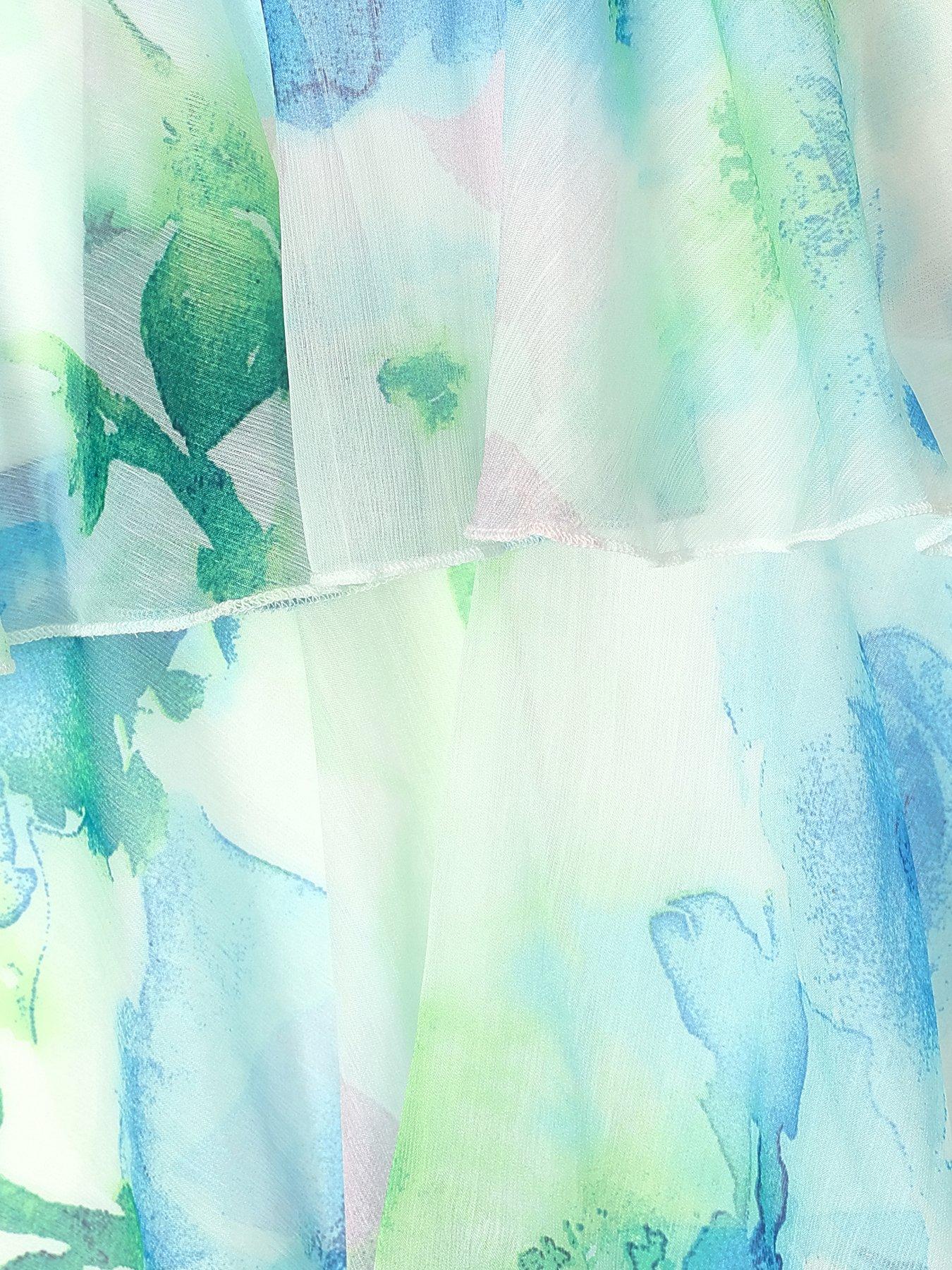 Image 4 of 6 of Quiz Blue Floral Tiered Midi Dress