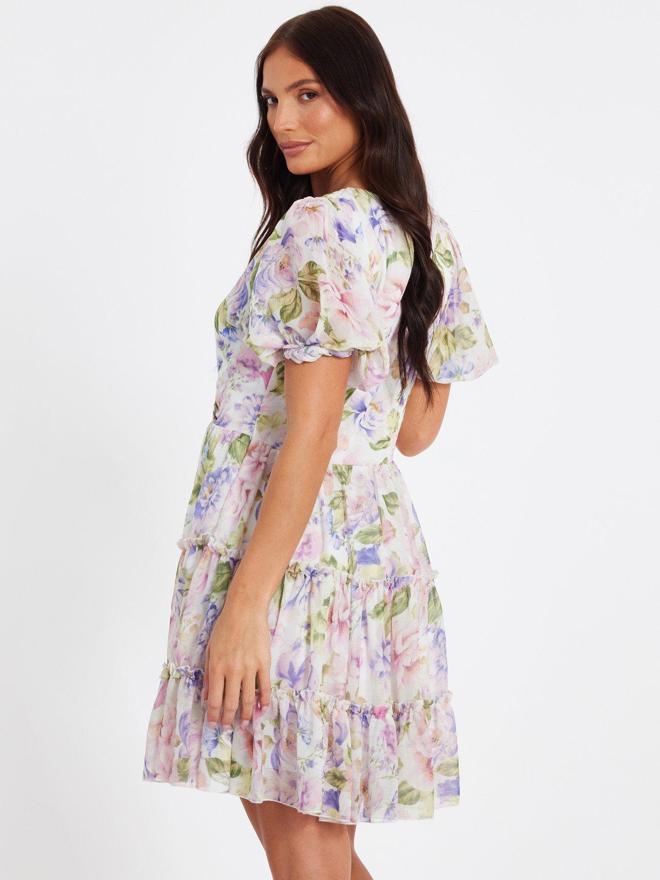 Quiz Floral Chiffon Frill Mini Dress | Very