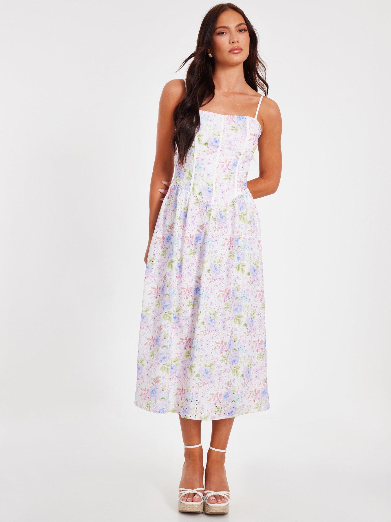 undefined Floral Embroidered Midi Dress