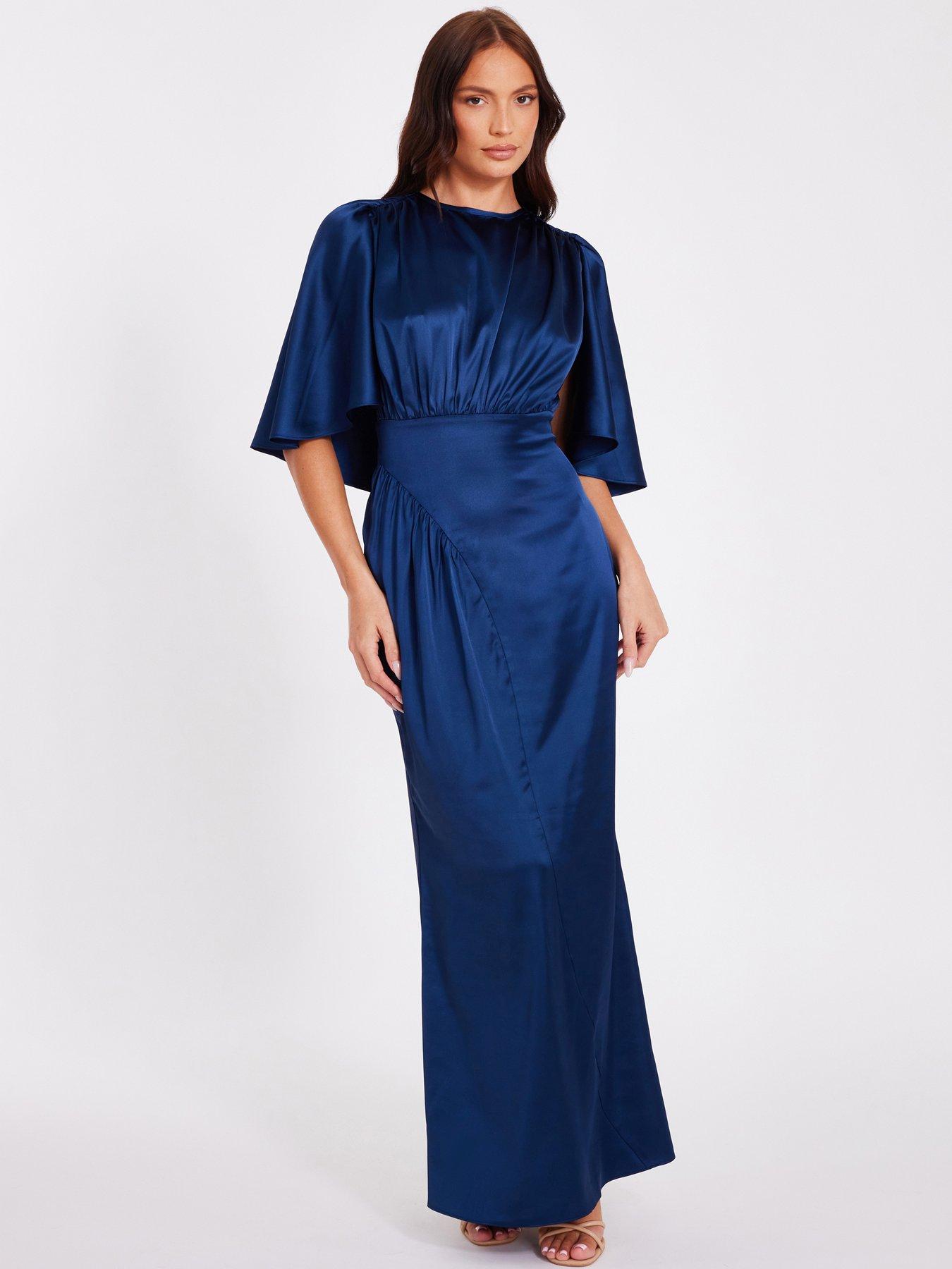 undefined Navy Satin Maxi Dress