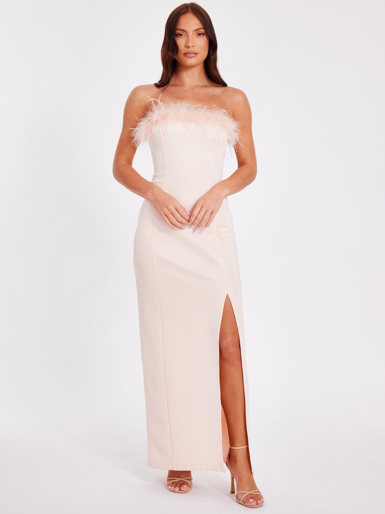 sachin and babi light blue dress Petite Velvet Feather Hem Dress main image 1