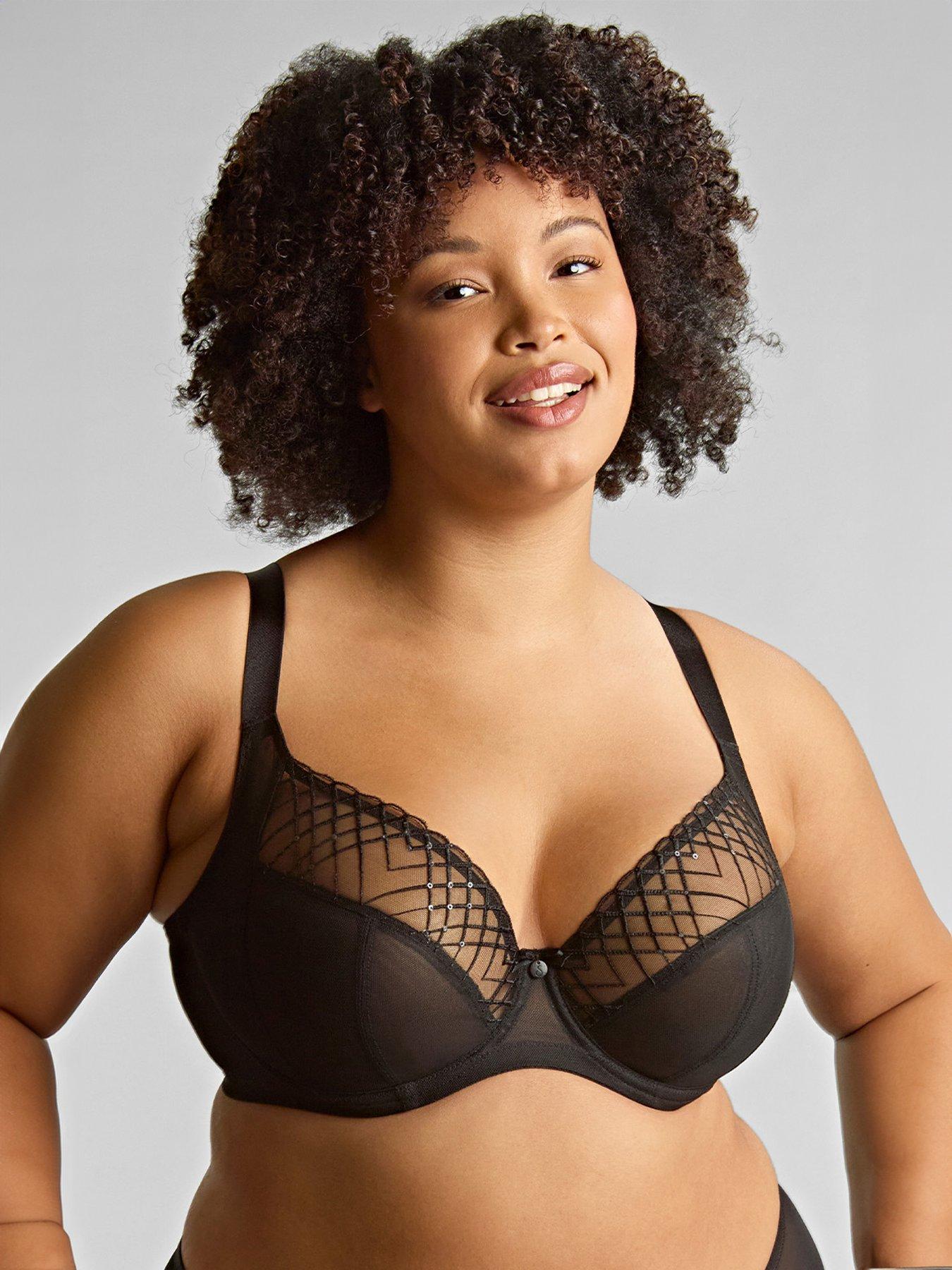 Sculptresse Ella Black Plunge Bra - Black Sequin