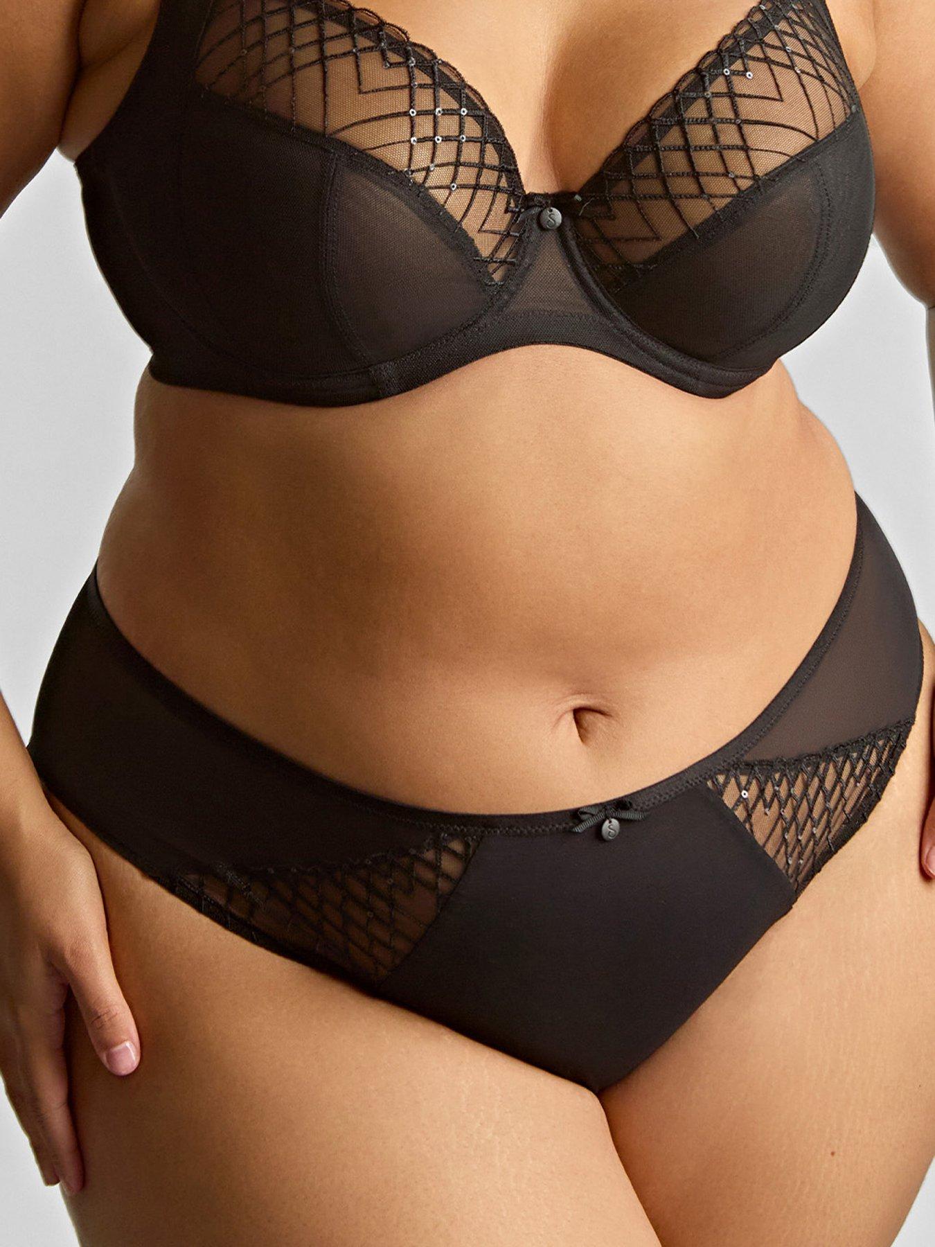 Sculptresse Ella Black High Leg Brief - Black Sequin