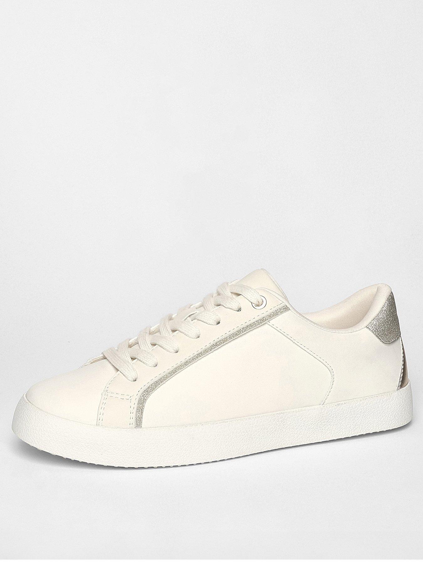 undefined Gold Faux Leather Glitter Trainers