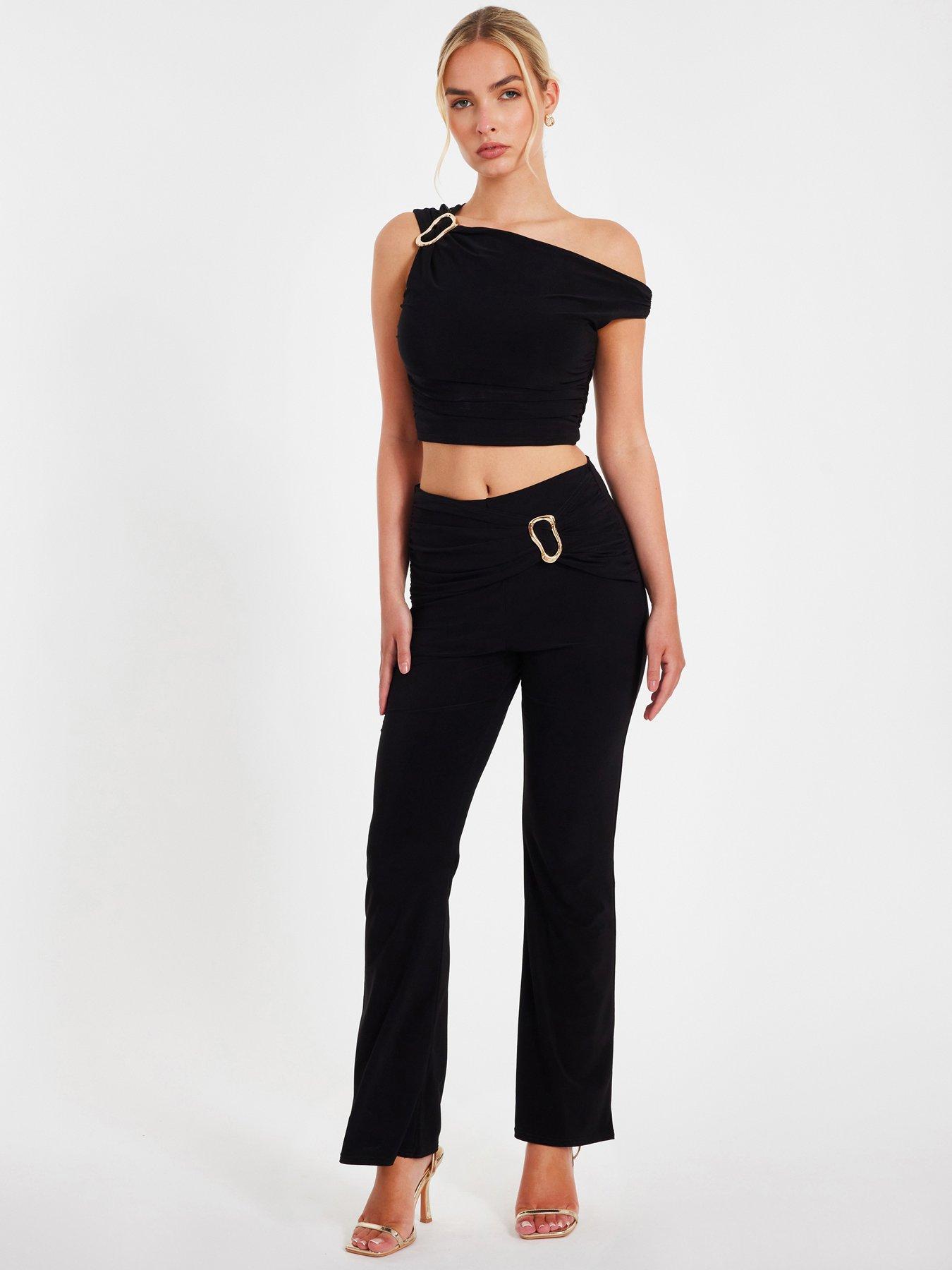 undefined Black Buckle Detail Trousers