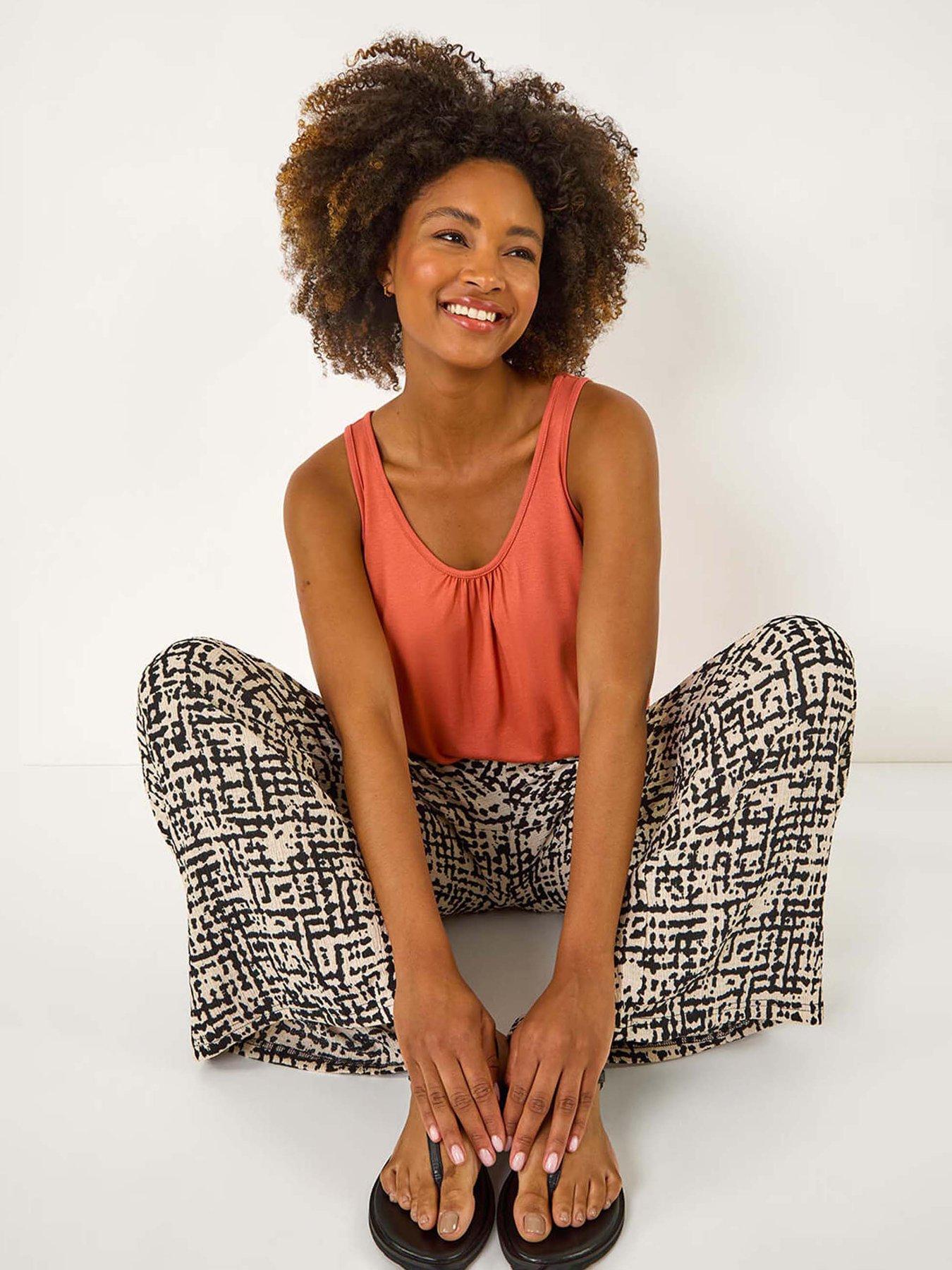 Roman V-neck Stretch Jersey Vest Top - Rust