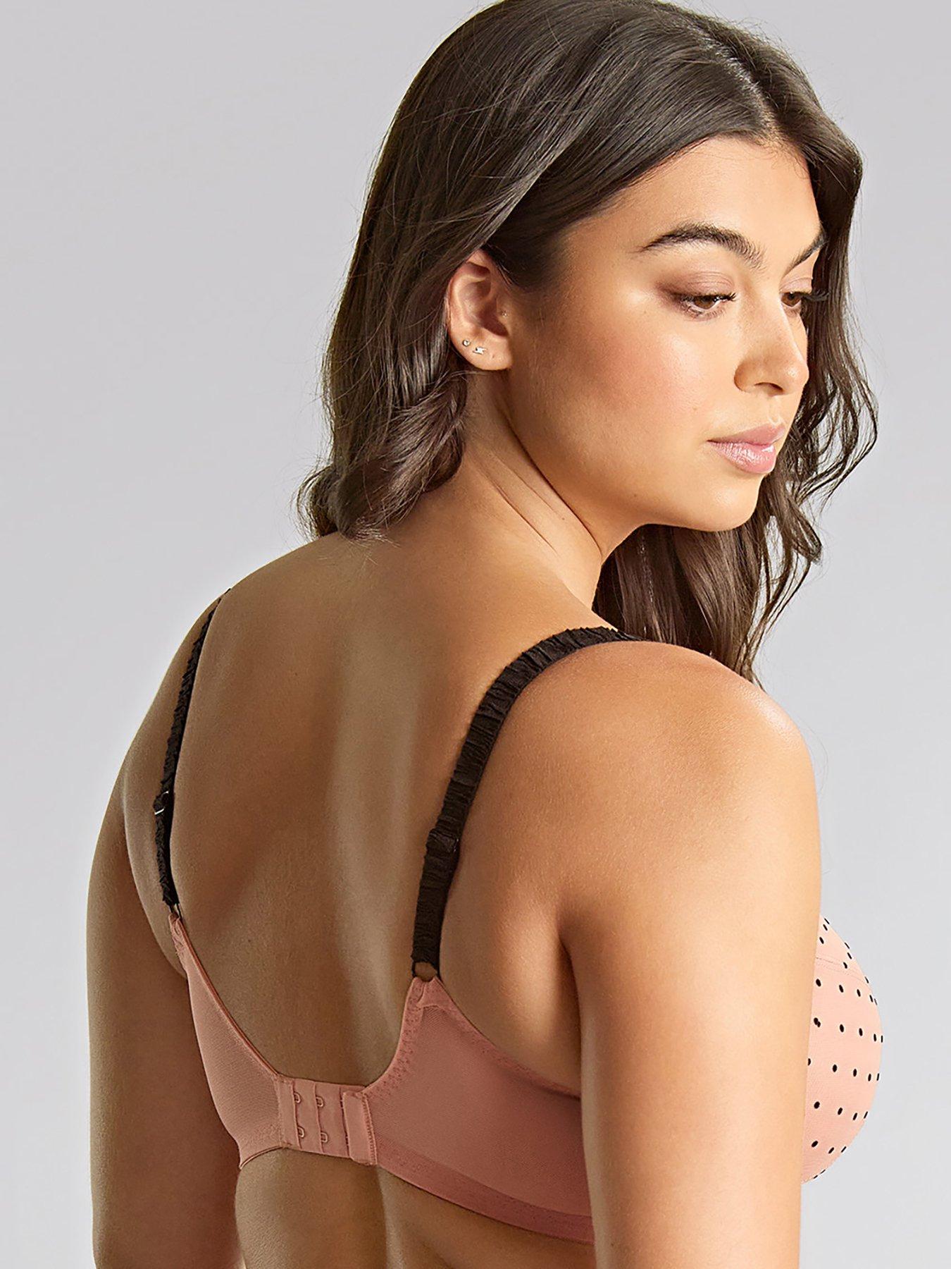 Image 2 of 5 of Panache Gabrielle Pink Polka Dot Plunge Bra - Pink Flocked Spot